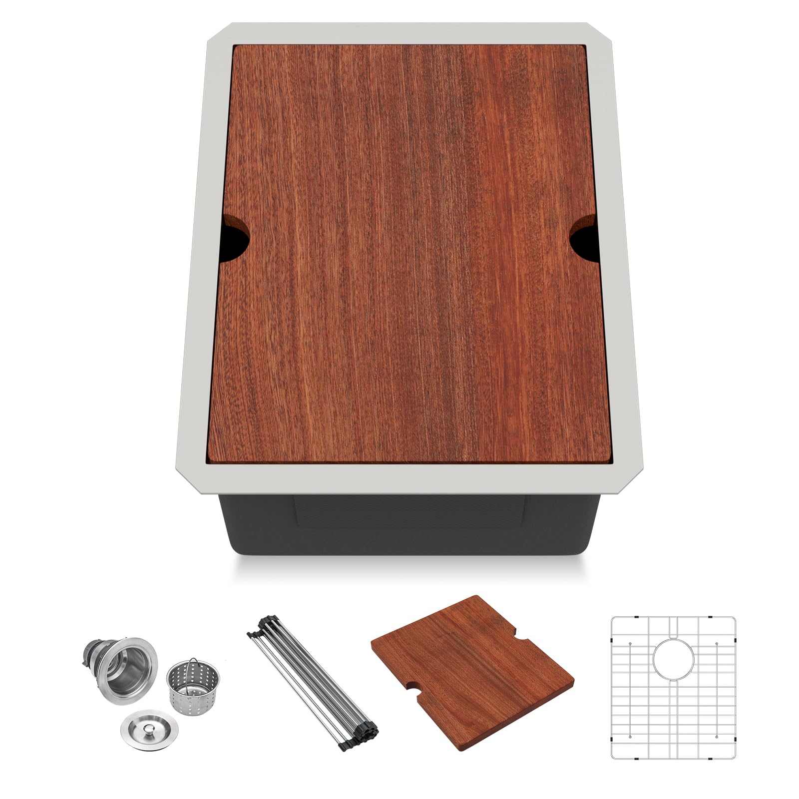 Lordear Undermount Bar Sink 15 X 19 X 10 Inch Kitchen Sink 16 Gauge Stainless Steel Small Sink Kitchen Single Bowl Workstation S