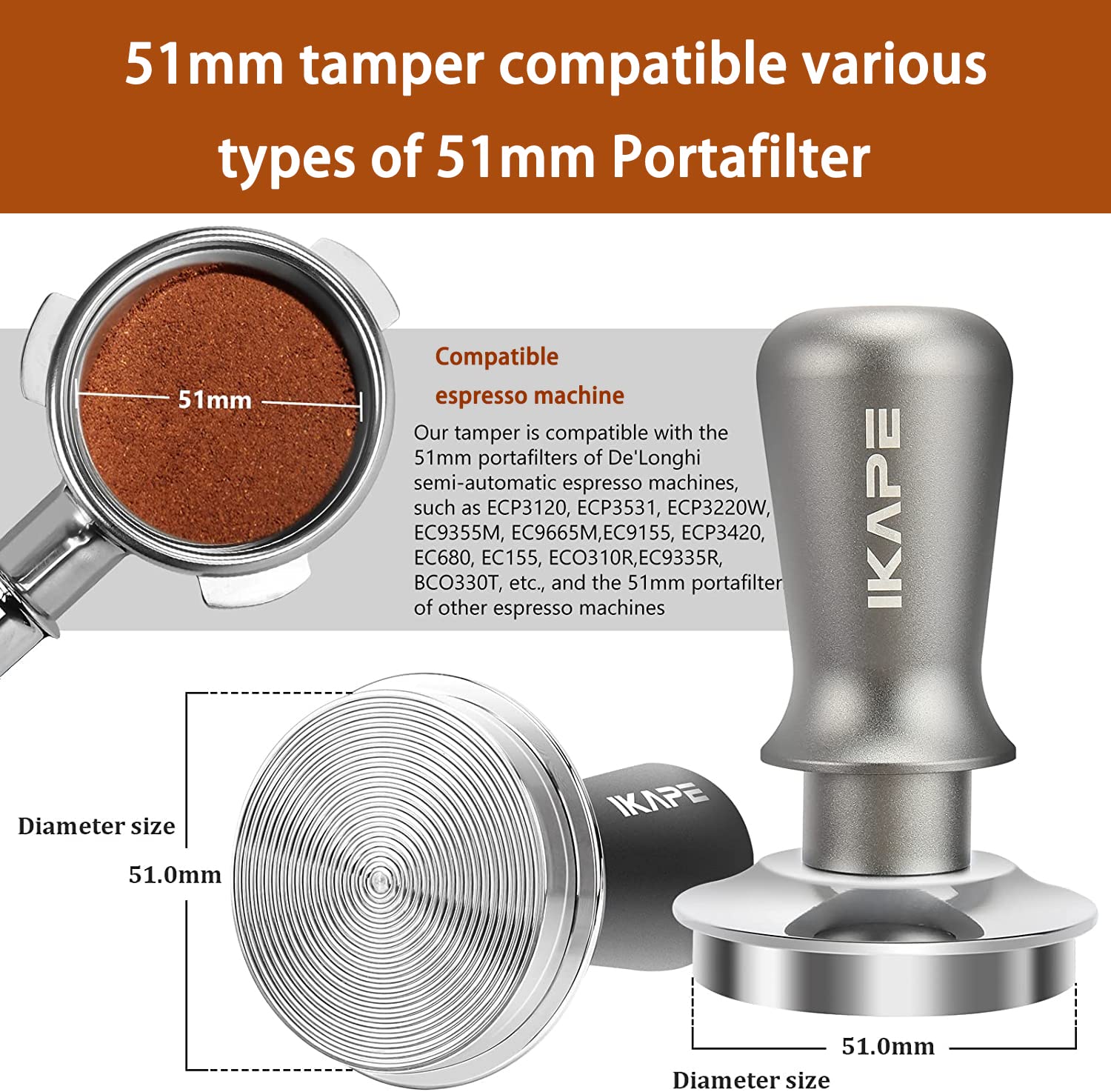 51Mm Calibrated Espresso Tamper, Coffee Tamper With Two Calibrated Springs Loaded, Calibrated Tamper With Reliable Materials, 10
