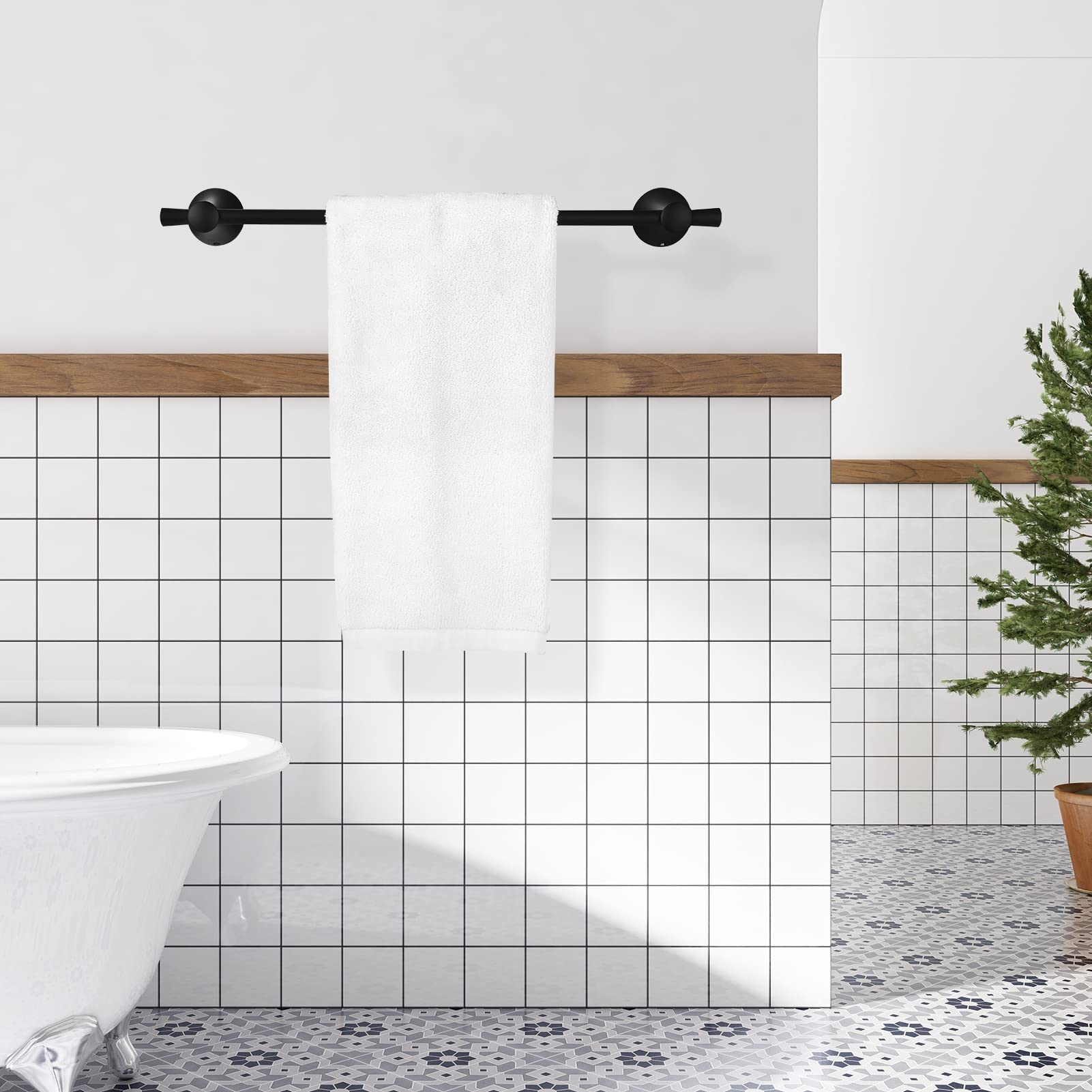 Parlos Brass 17 '' Towel Bar Towel Holder Hanger Rack Wall Mount Accessories For Bathroom, Matte Black