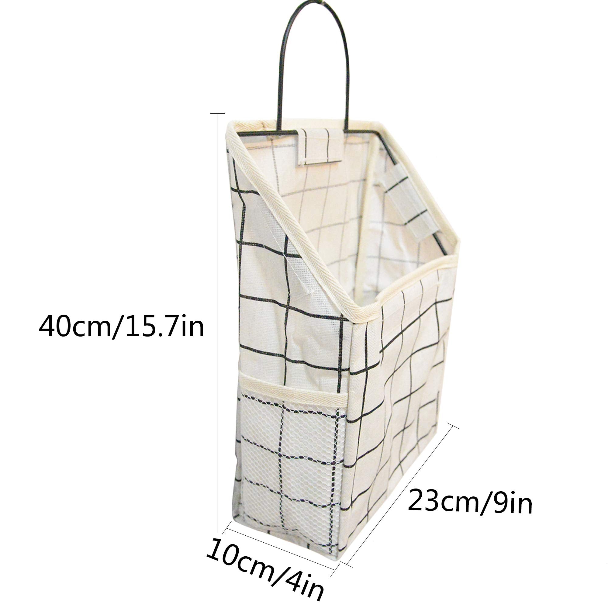 Fantasyon Wall Hanging Storage Bag  Waterproof Over The Door Closet Organizer Hanging Pocket Linen Cotton Organizer Box Containers for Bedroom  Bathroom (White)