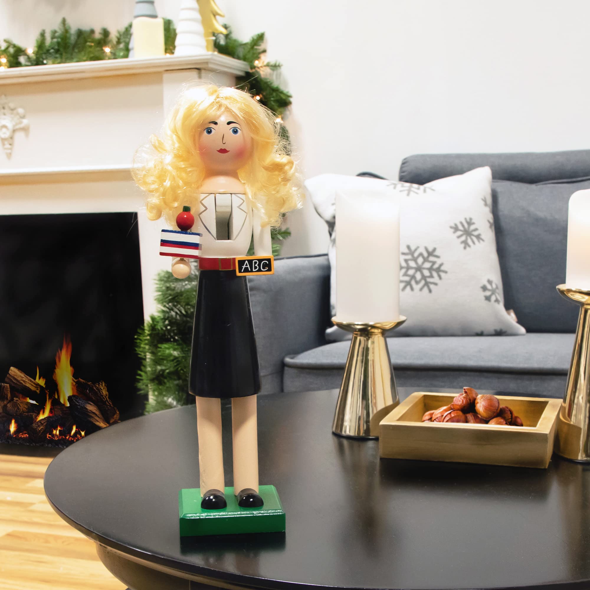 Northlight 14 Black and White Wooden Teacher Christmas Nutcracker