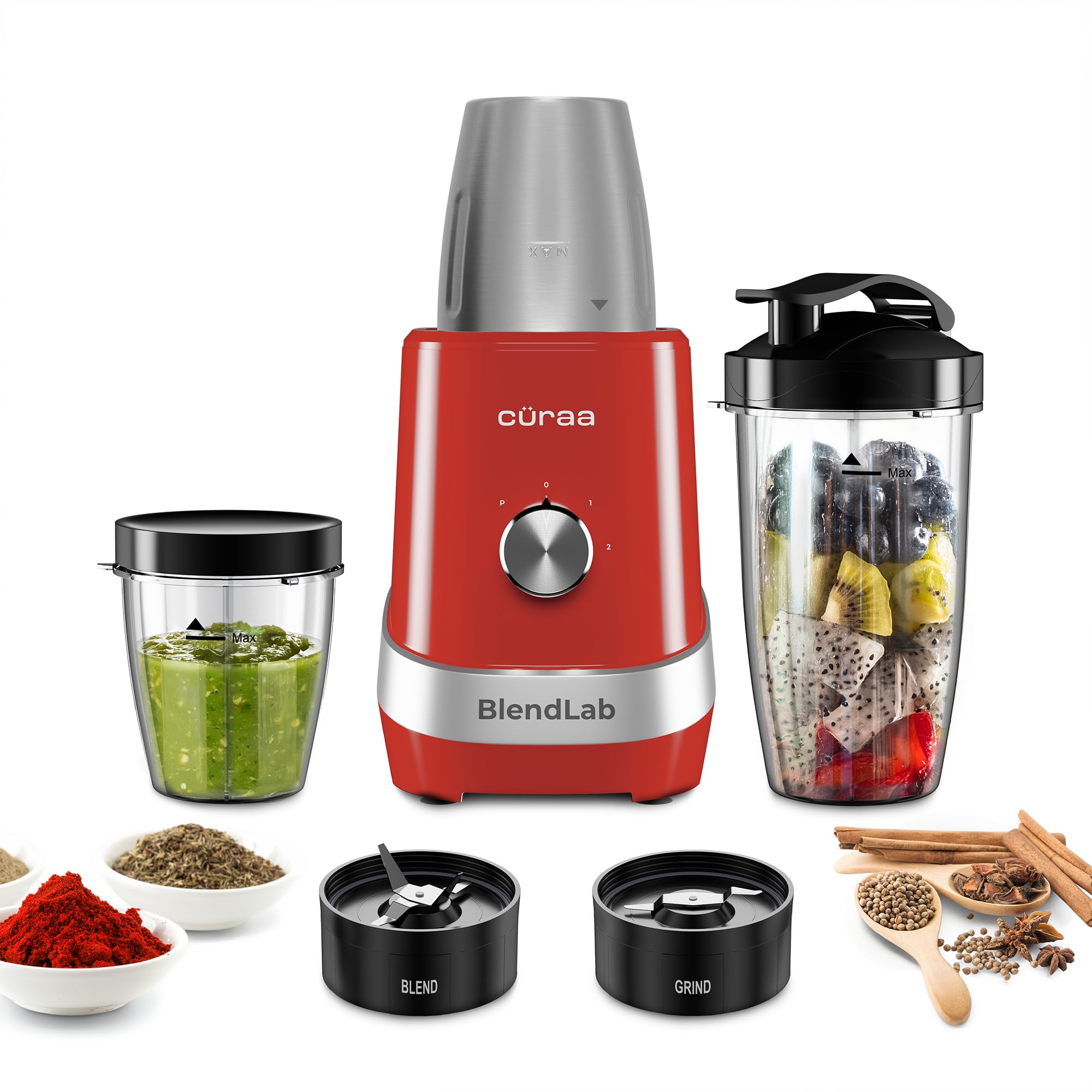 Craa Blendlab Mixer Grinder For Kitchen - 3 Jars | 100% Copper Motor | Stainless Steel Jar For Spice Grinding & Chutneys | Compa