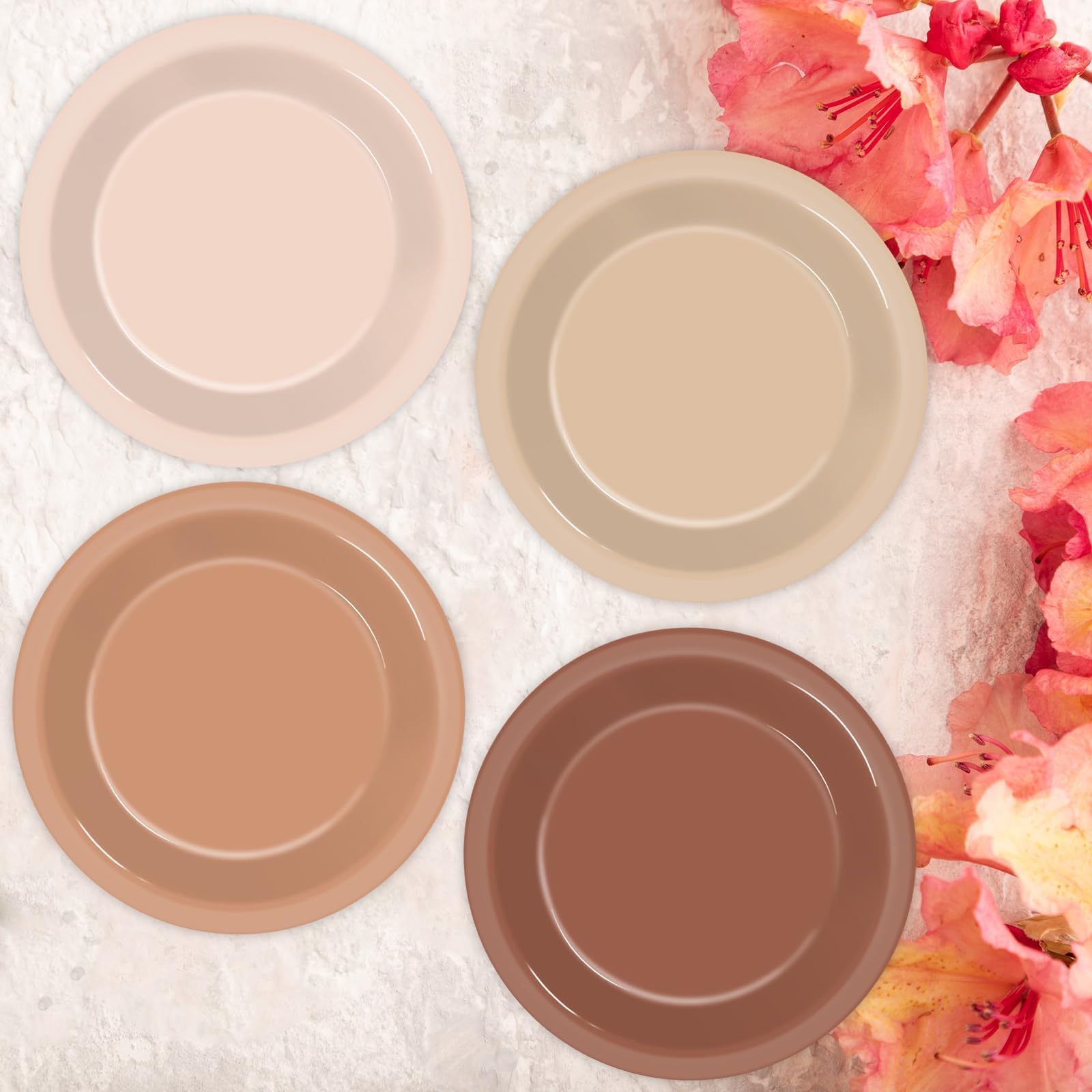 48Pcs Brown Theme Birthday Party Paper Plates For Boho Baby Shower Party Supplies 7'' Brown Gradient Color Round Birthday Party