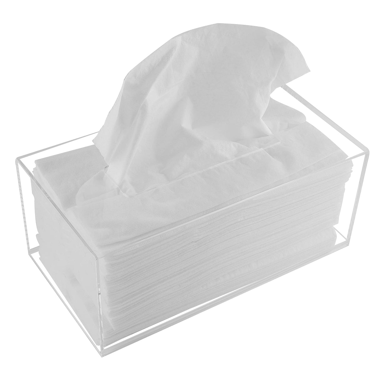 Acrylic Tissue Box Holder, Clear Tissue Box Dispenser For Facial Tissue, Napkins, Dryer Sheets. Perfect Cover For Bathroom, Desk