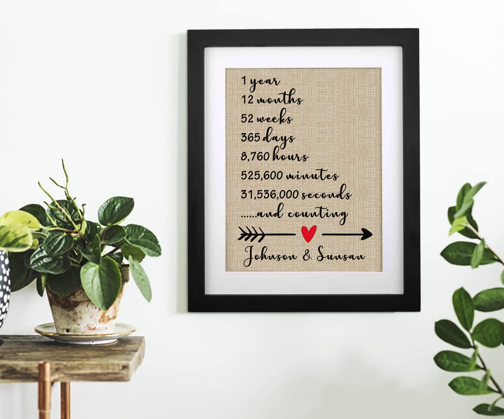 Personalised 1St Anniversary 1St Anniversary Wedding Gift For Husband Or Wife Custom Framed 1 Year Gift For Her, Man