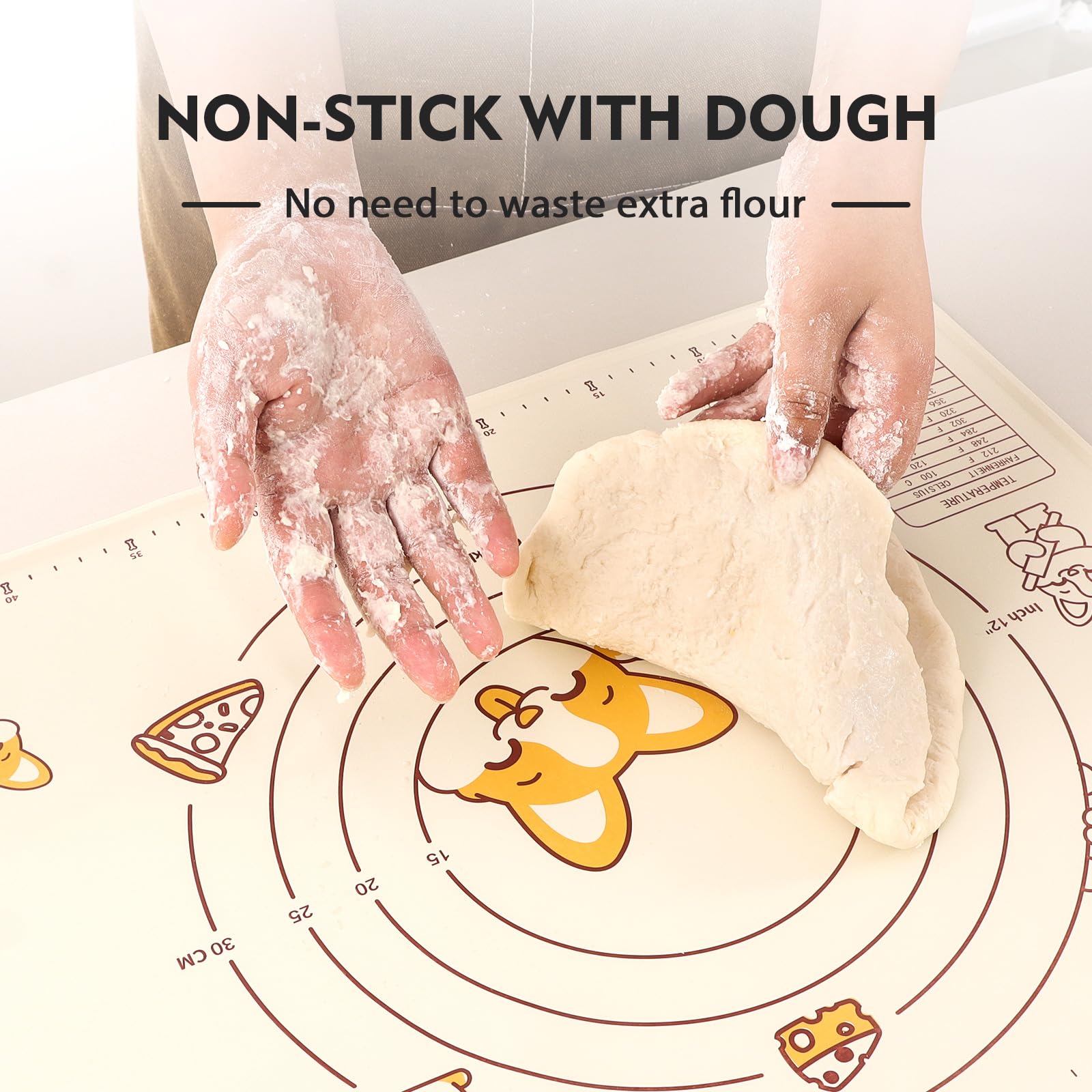 Ourokhome Silicone Baking Mat Sheet And Pastry Dough Cutter, 0.5 Inch Thick 20'' X 16'' Bpa Free Silicone Rolling Mat, Non-Stick