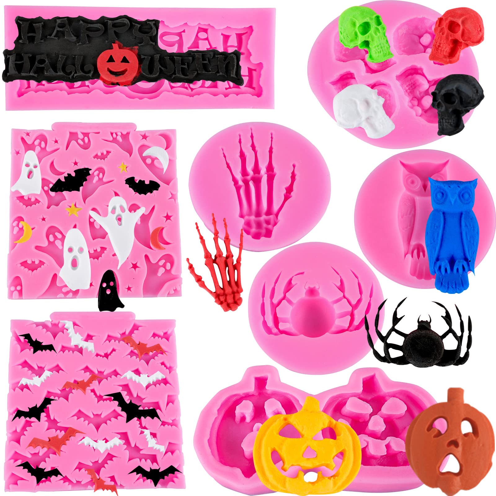 Halloween Molds, Halloween Fondant Molds,Halloween Cupcake Fondant Chocolate Candy Molds For Cake Decorating Cupcake Topper Cake