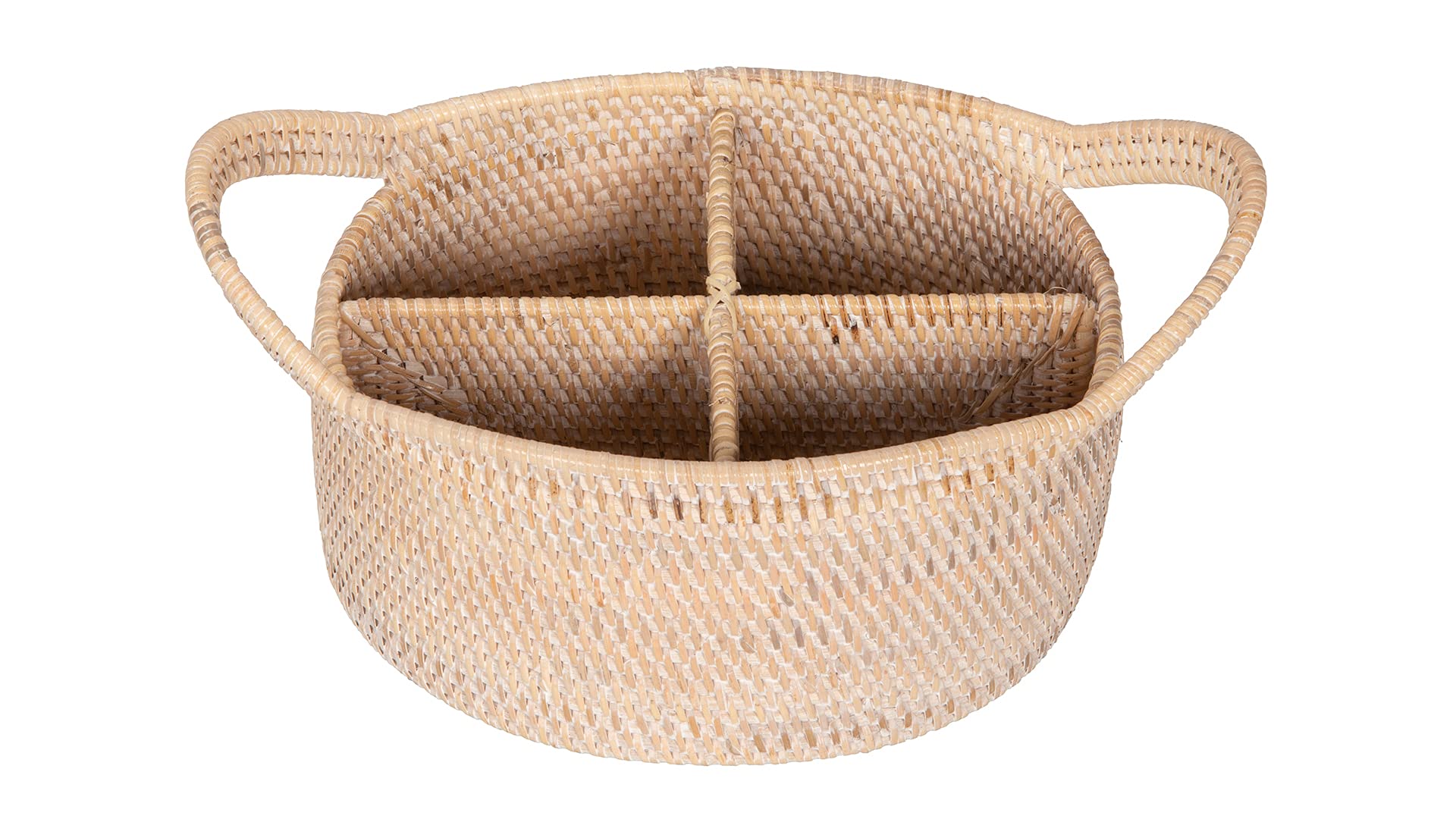 Kouboo 1020056 Laguna Oval Rattan Utensil Caddy, Wash, Off-White/Latte