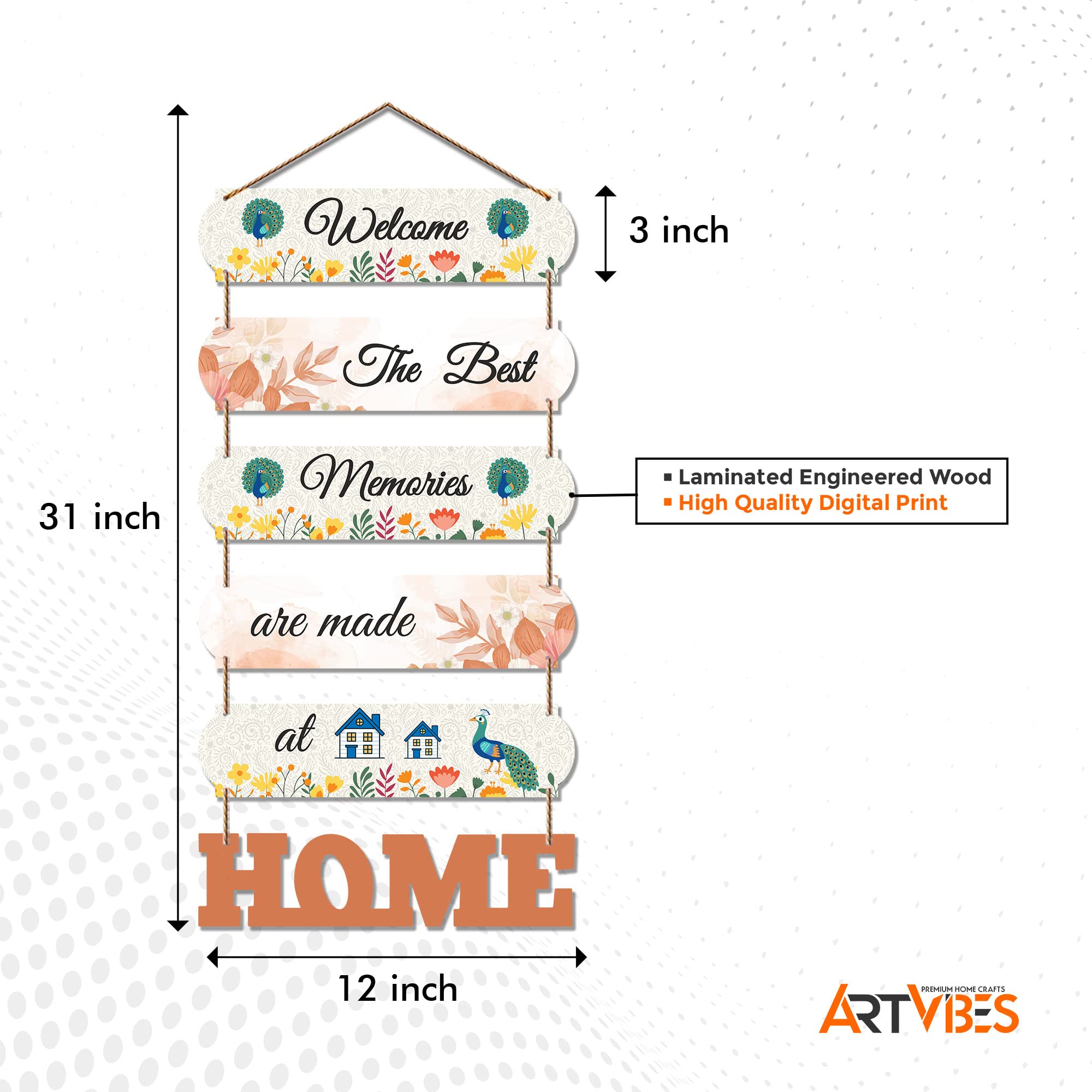 Artvibes Home Quote Decorative Wall Art MDF Wooden Hanger for Living Room | Bedroom | Gifts | Wood Hangers Decoration | Modern D