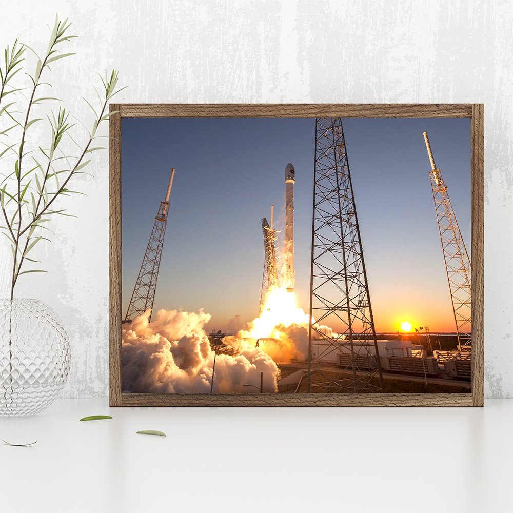 Astronomy Poster - Spacex Rocket Launch - 11X14 Unframed Art Print - Vintage Posters For Dark Academia, Space Poster For Astrono