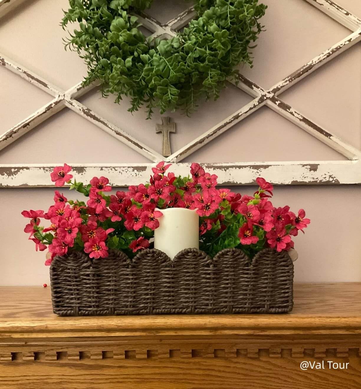 CubesLand Paper Rope Scalloped Edge Shelves Storage Basket, Woven Toilet Paper Baskets for Over Toilet Storage Shelf, Ending Tab