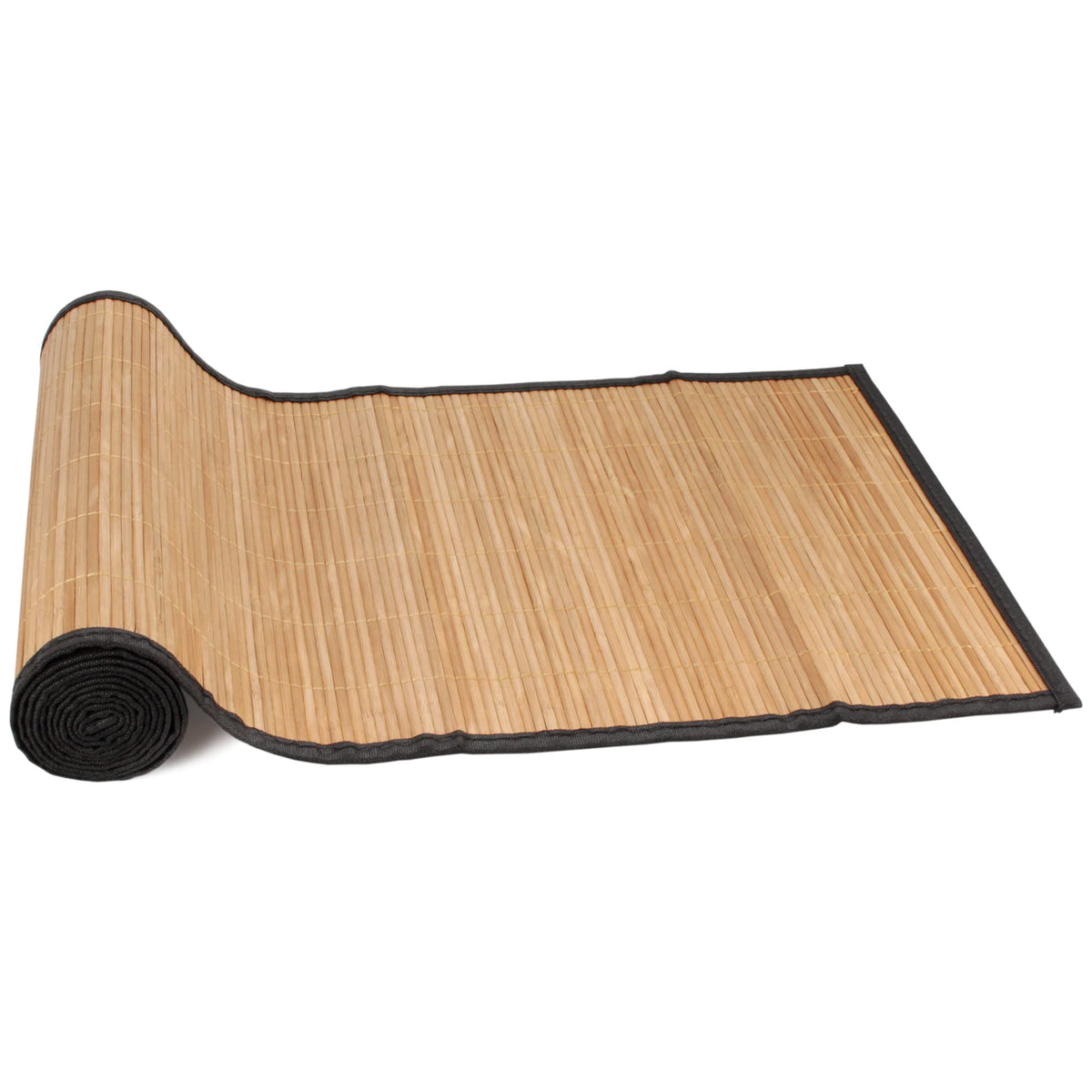 Bamboomn Natural Brown Slat Bamboo Table Runner With Fabric Border, Home D  Cor, Brown W/ Black Border - 1 Piece