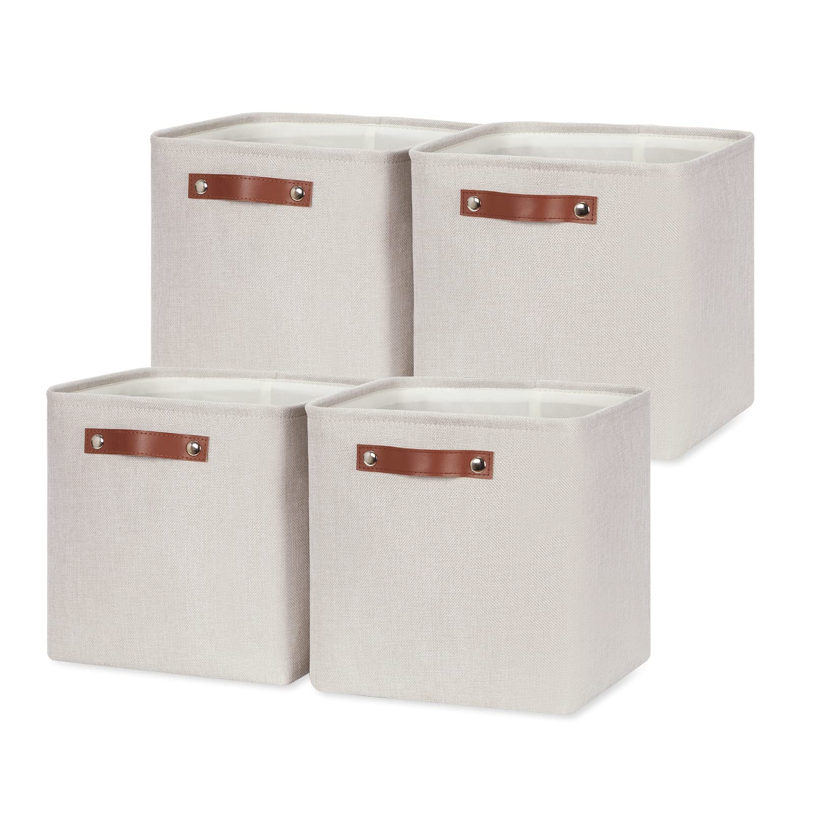 Hnzige Cube Storage Baskets,Linen Storage Baskets For Shelves(4 Pack) Fabric Storage Basket For Toys,Baskets For Storage,Foldabl