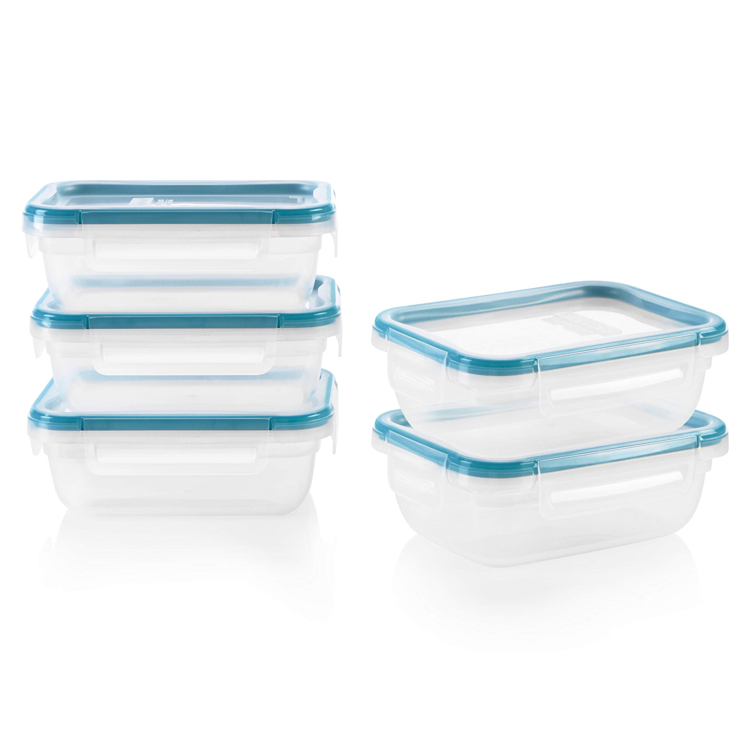 Snapware Total Solution 10-Pc Plastic Food Storage Containers Set, 3-Cup Rectangle Meal Prep Container, Non-Toxic, Bpa-Free Lids