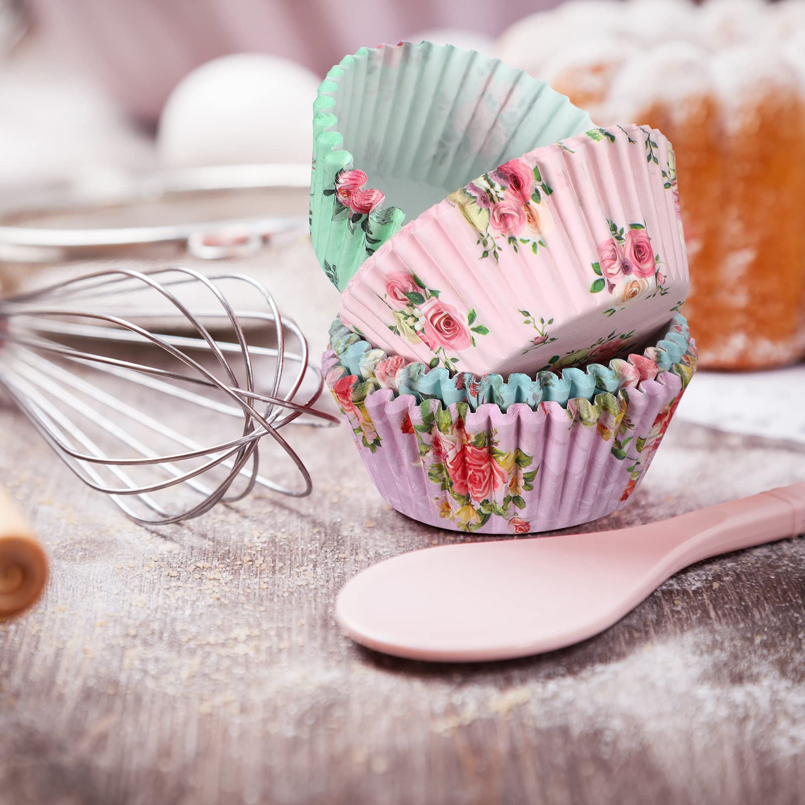 Yaomiao 600 Count Floral Cupcake Liners Tea Party Baking Paper Easter Cupcake Liners Wrappers Flower Muffin Liners For Tea Party