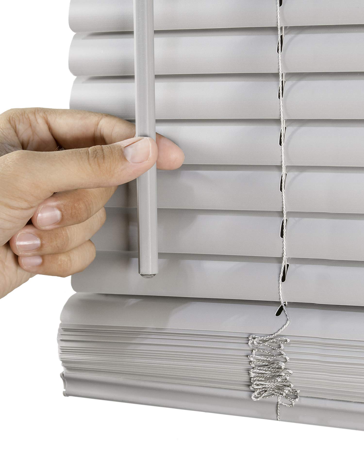 CHICOLOGY Mini Blinds for Indoor Windows - 70W x 48H, Gray Horizontal Vinyl Blinds | Cordless | Easy to Install | Sleek Low-Prof