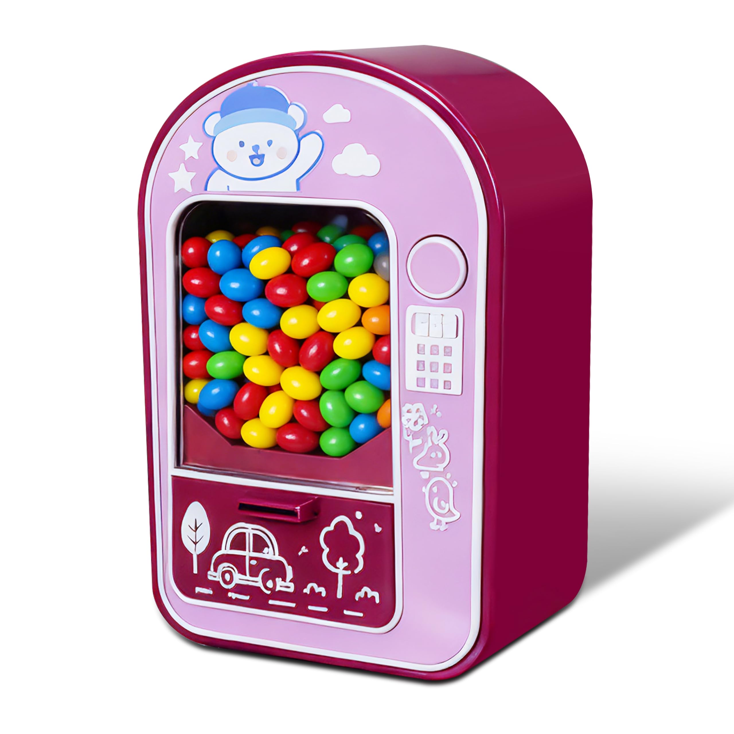 Desktop Mini Candy Dispenser, Push-Button Manual Gumball Machine for Small Candies & Chocolate, Cute Candy Machine Gift for Boys