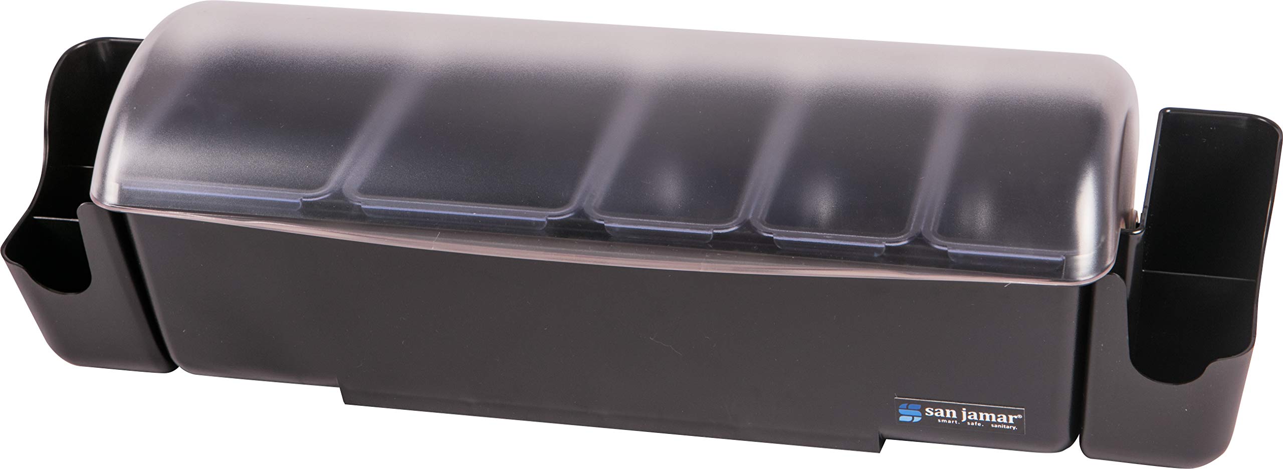 San Jamar Dome Garnish Center 5 Tray With Caddies For Kitchen, Bar, And Restaurants, Plastic, 9 Pints, Black