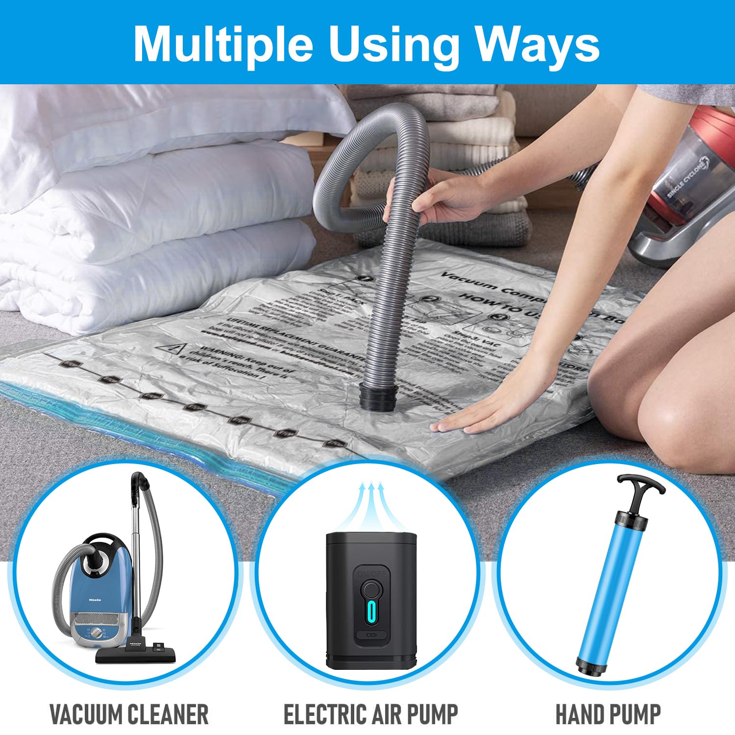 BoxLegend Vacuum Storage Bags 10 Combo Vacuum Pack Bags Space Saving Double Zipper Seal & Leak Valve Reusable for Clothes Pillow