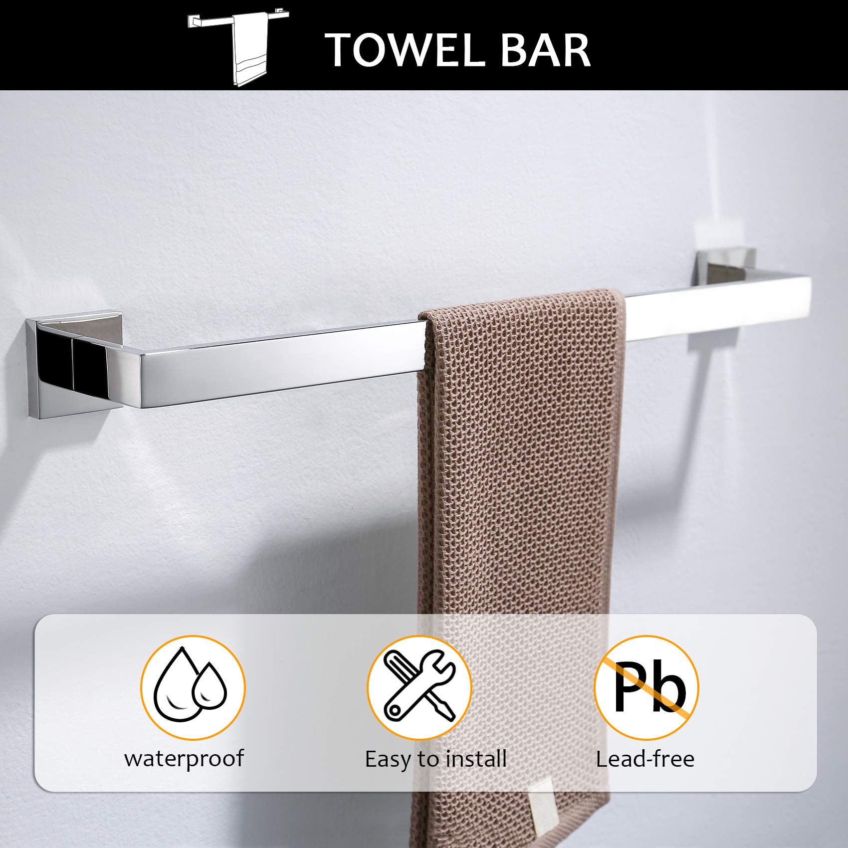 Tnoms Bathroom Hardware Accessories Set Polished Chrome Towel Bar Sets Include Towel Bar Towel Holder Toilet Paper Holder Towel