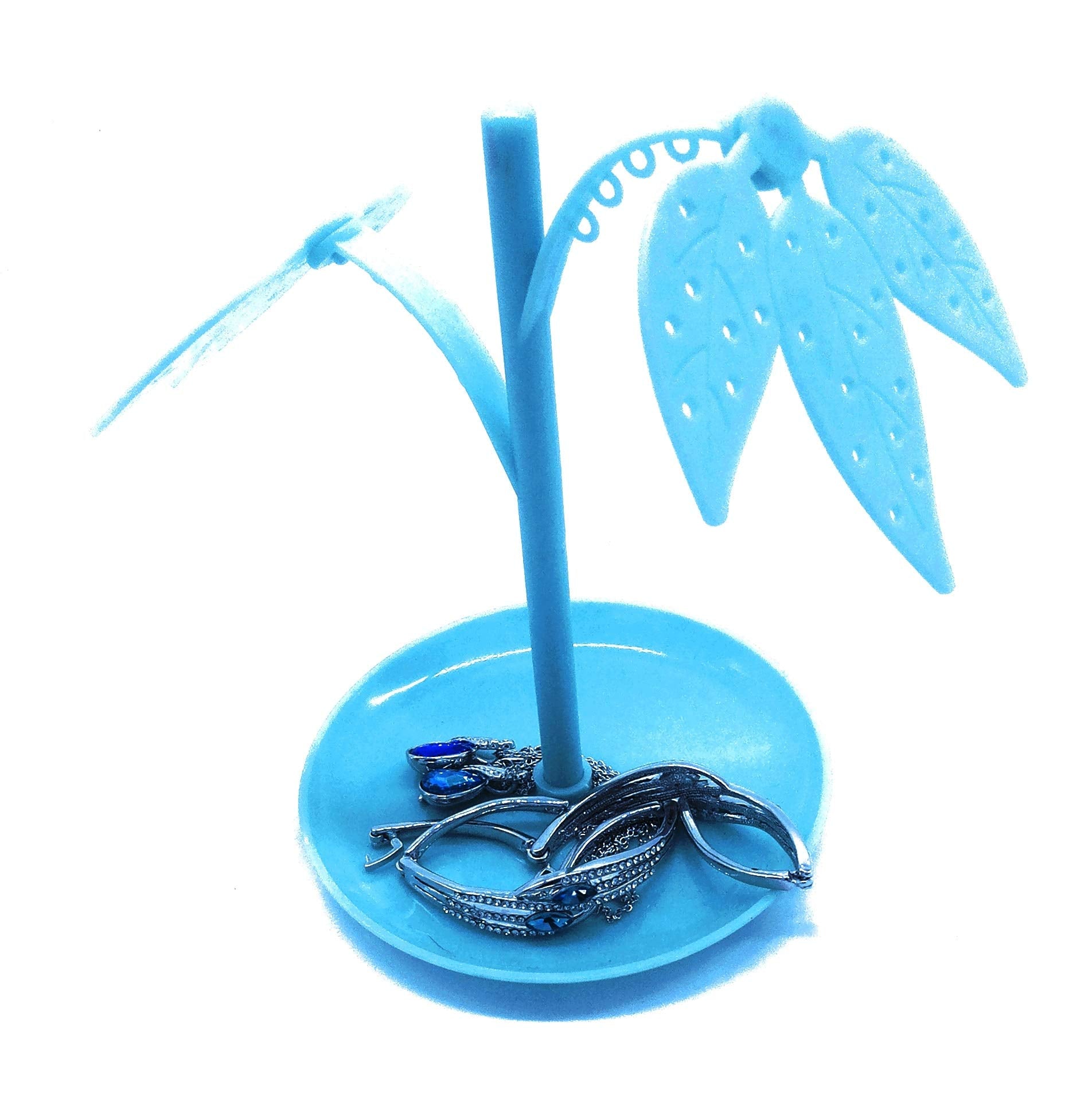 Connectwide  Tree Leaf Jewelry Necklace Stud Earring Holder Organizer Display Rack With Base Tray Jewelry MultiFunctional Displ