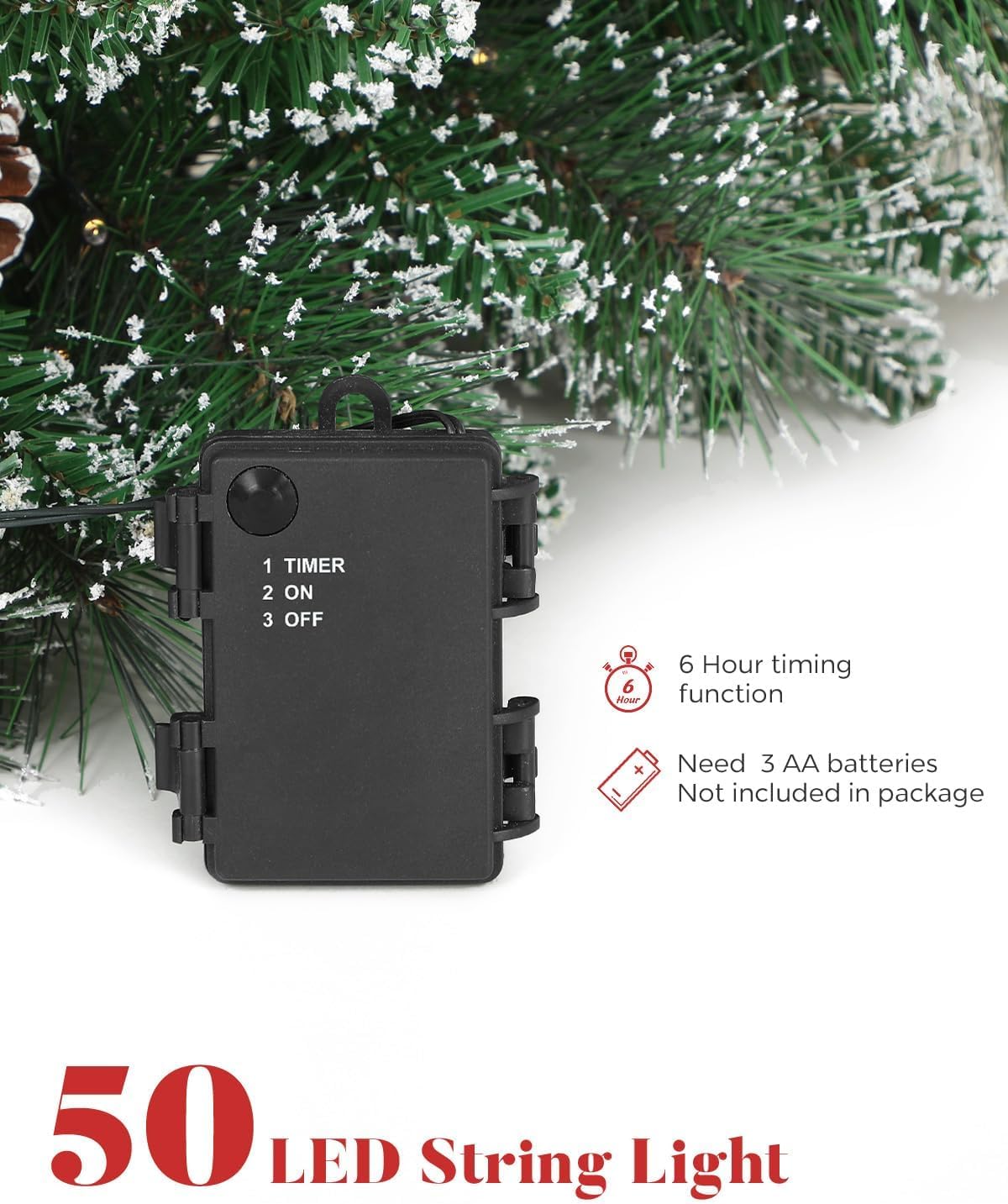 Tabletop Christmas Tree, 3FT Burlap Base with 35 LED Lights, White Tipped Branches, Prelit Small Artificial Tabletop Snow Flocke