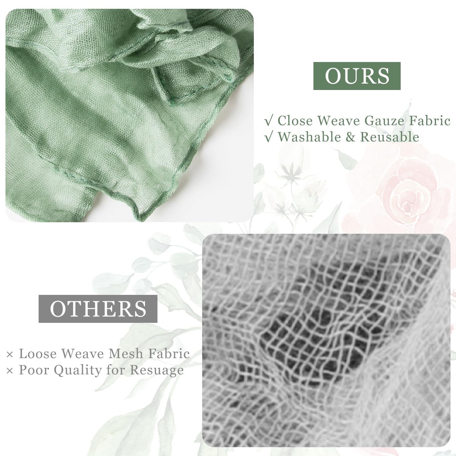 6 Pack Cheesecloth Napkins With Wrinkle 20  20 Inches Sage Green Gauze Table Napkins Cheese Cloth Napkins For Wedding Birthday P