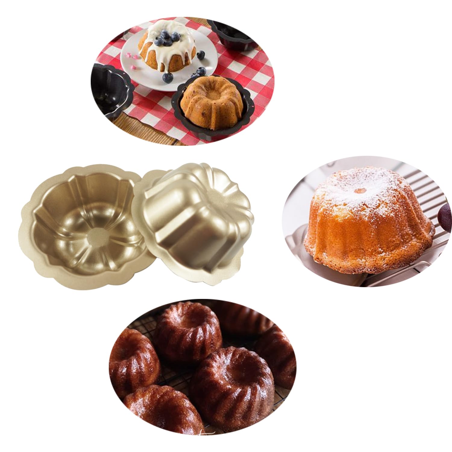 Lovedeal 10 Pack 4 Inch Mini Bundt Cake Pans For Baking, Nonstick Carbon Steel Fluted Cake Pan Set, Oven Baking Small Metal Roun