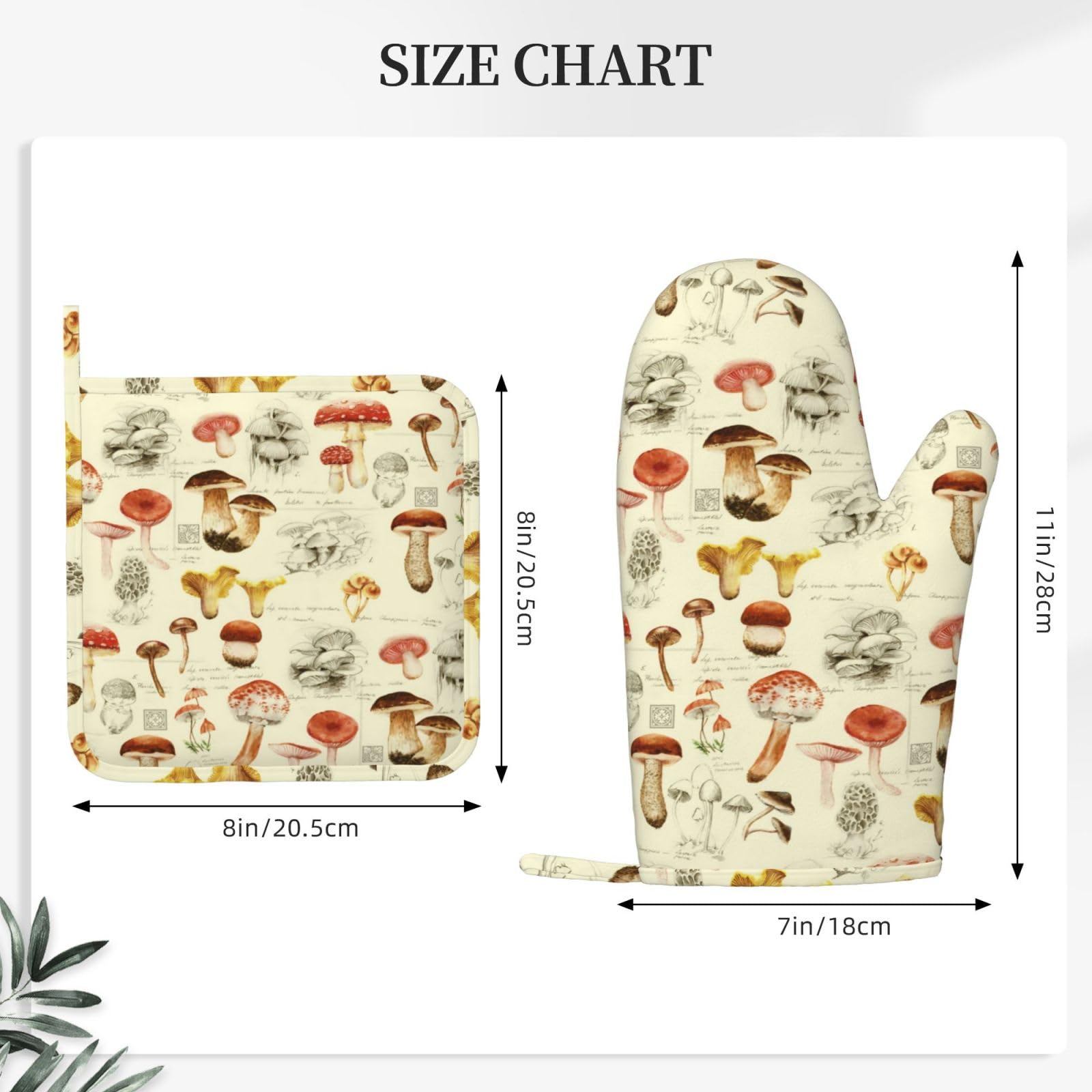 Mifsoiavv Mushroom Oven Mitts And Pot Holders Sets Silicone Vintage Mushrooms Kitchen Mitts Potholders Heat Resistant 4Pcs Oven