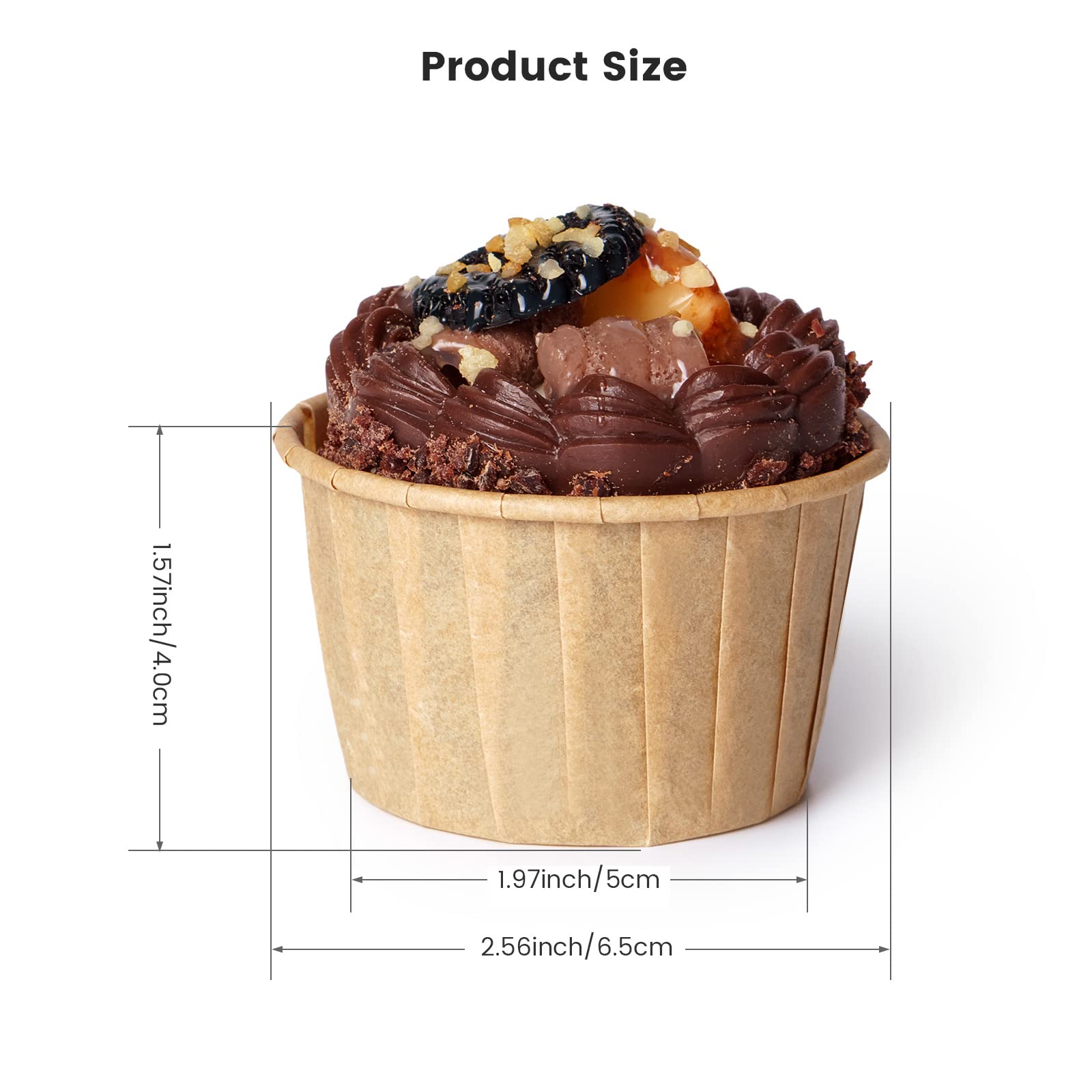 Nax Caki Parchment Brown Cupcake Liners 100Pcs Standard Size, Muffin Baking Wrapping Packaging Cups,Holders Paper, Heavy Duty Gr