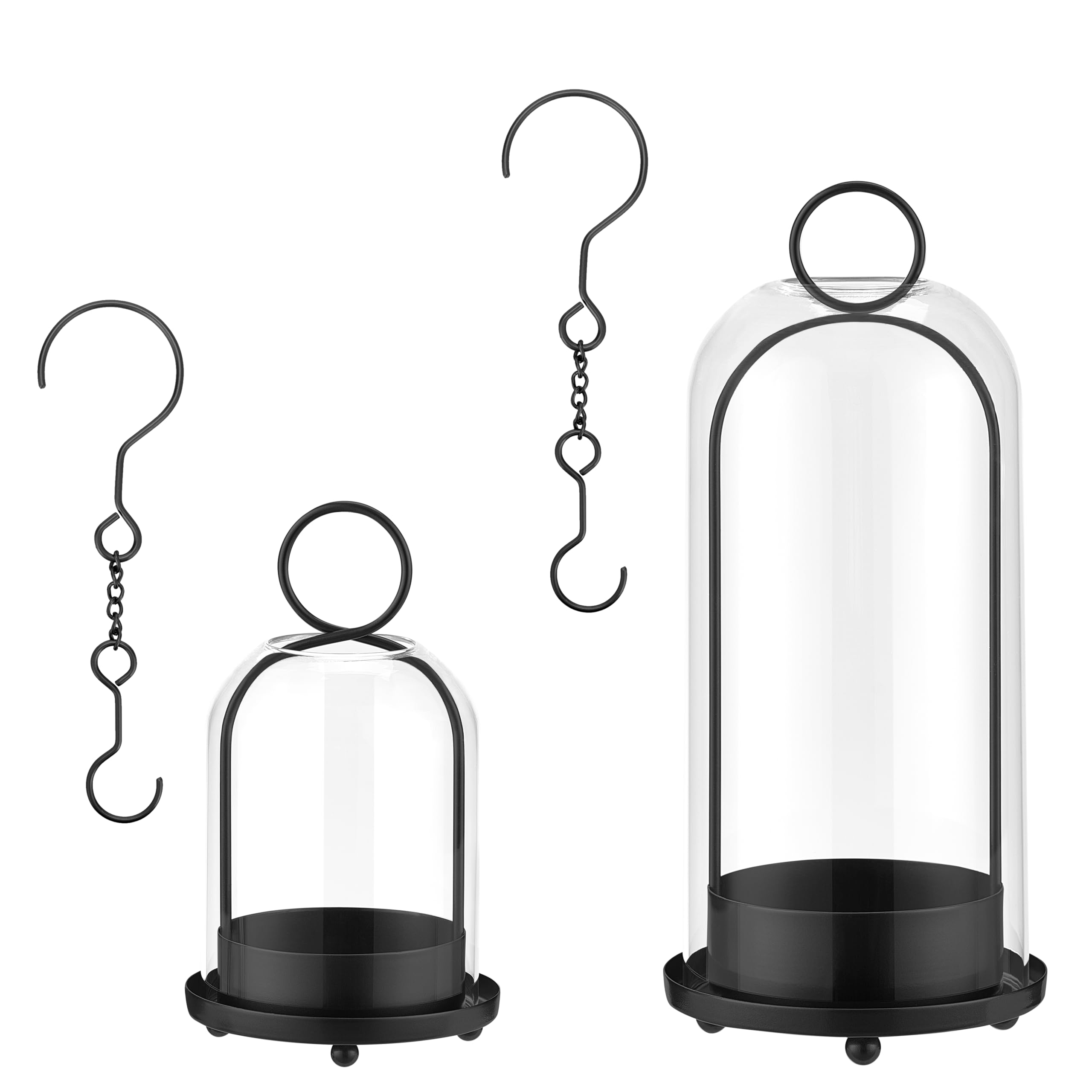 BUZFOWU Candle Holder Lanterns, Handcrafted Metal & Glass with Modern Aesthetic Design, Hurricane Pillar Candlestick Holders, Ta