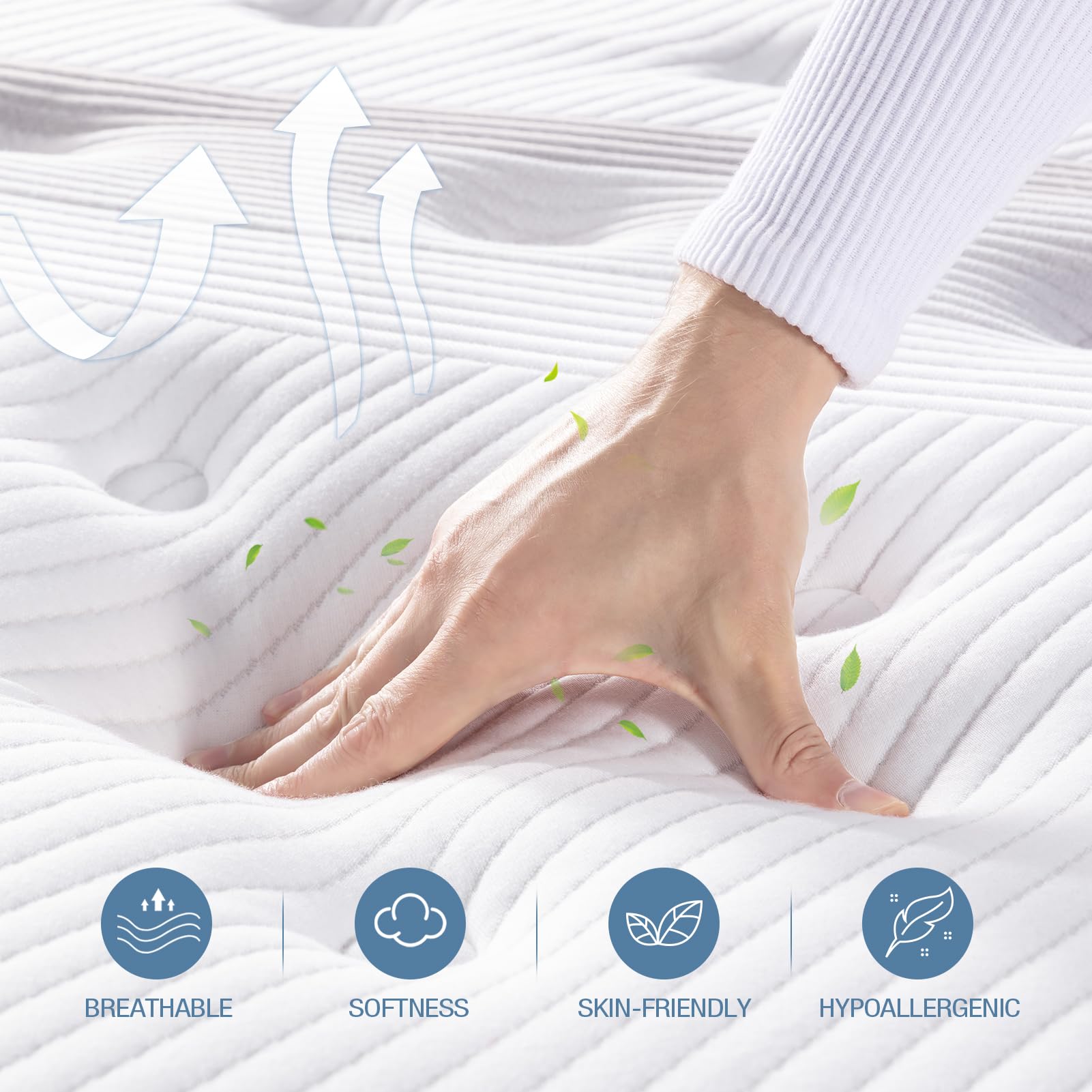 Queen Mattress, Lechepus 14Inch Medium Plush Queen Size Mattress In Box, Hybrid Mattress With Memory Foam & 7-Zone Individual Po