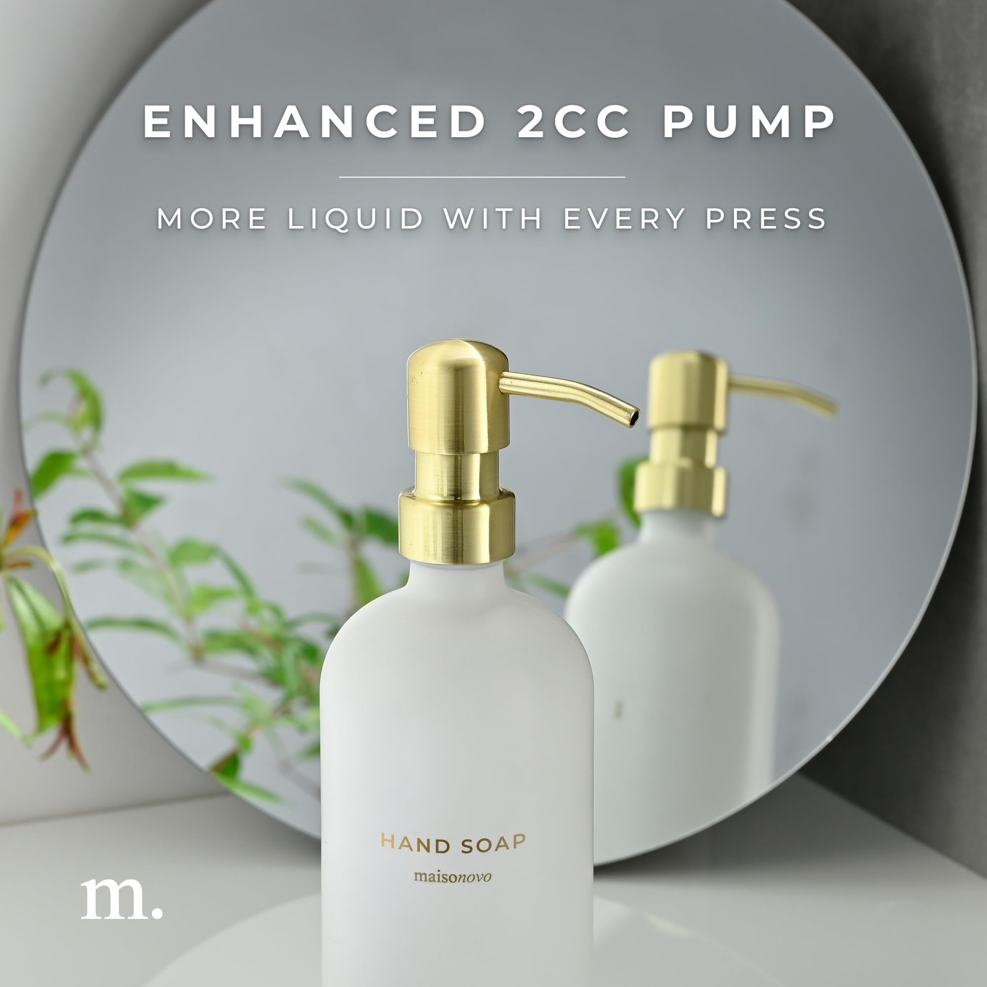 Maisonovo Bathroom Soap And Lotion Dispenser Set | 16.9 Fl Oz White Glass Gold Pumps X 2