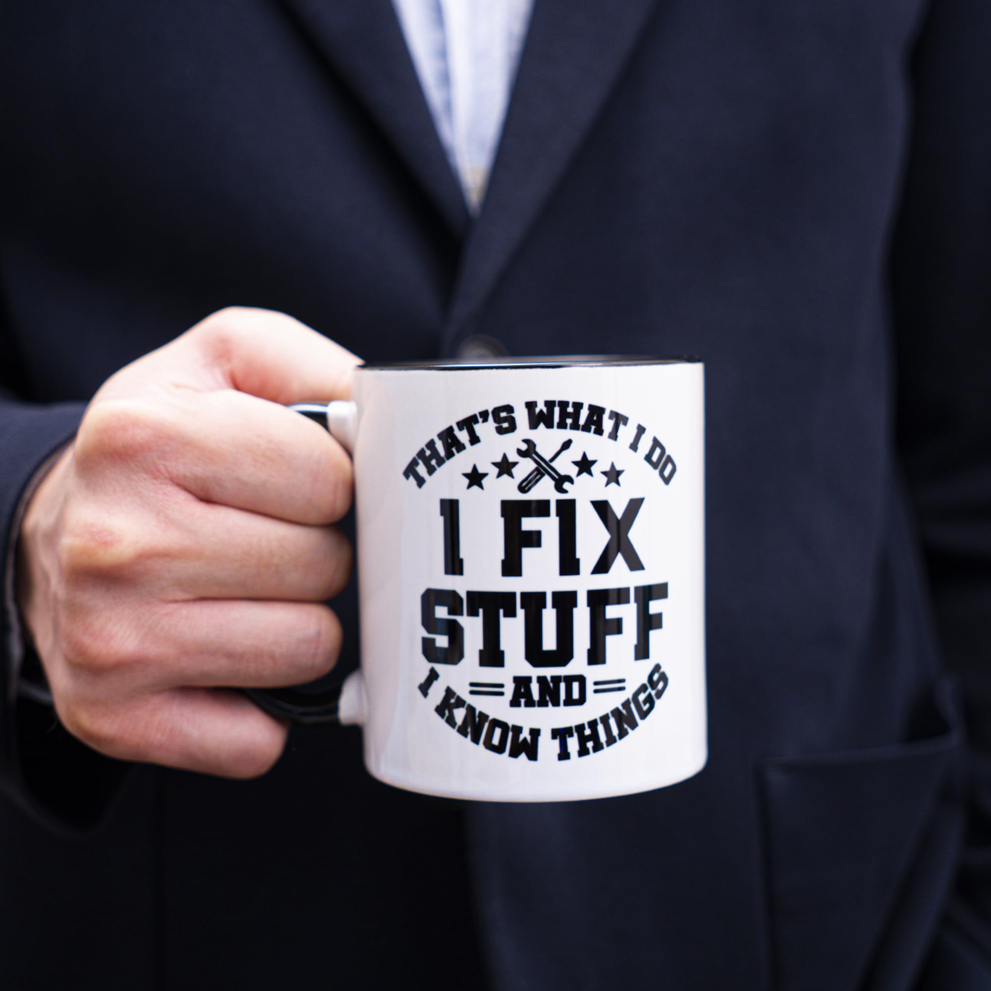 decorluxes That s What I Do I Fix Stuff and I Know Things 11oz Coffee Mug, Funny Fathers Day Dad Gifts Stepdad, Husband, Uncle,