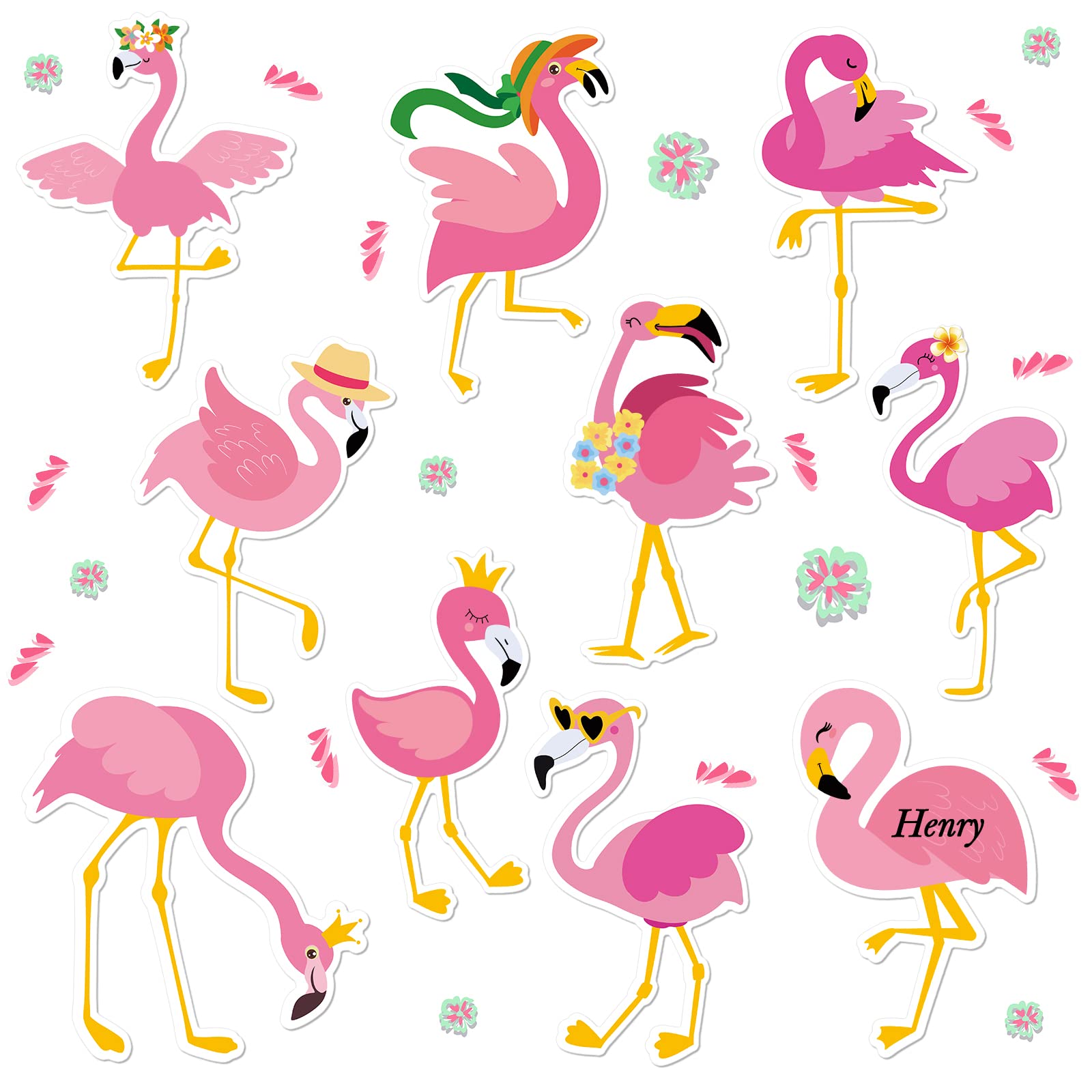 Geiserailie 10 pcs Flamingo Cruise Door Decorations Magnetic Flamingo Fridge Magnets Summer Tropical Magnetic Decals for Ship Re