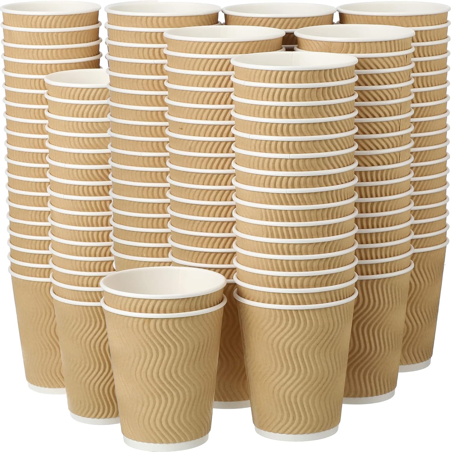 EOS Building Trust Disposable Ripple Paper Cup for Hot Coffee/Drinks for Party (150 ml, 100 Pcs, Brown)