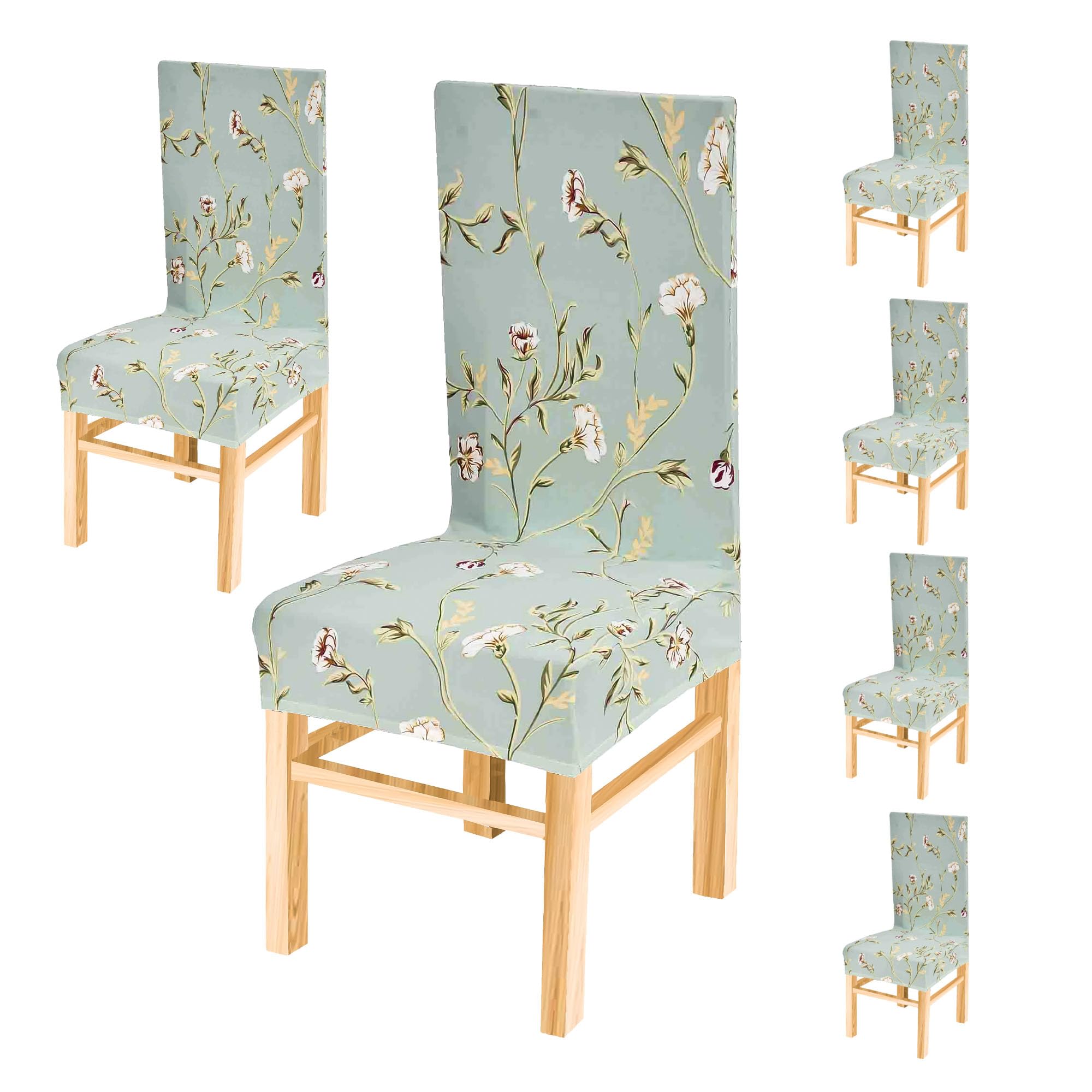 Yellow Weaves Elastic Stretchable Dining Chair Cover, Removable Washable Elastic Floral Printed Dining Chair Covers (Set Of 6, P