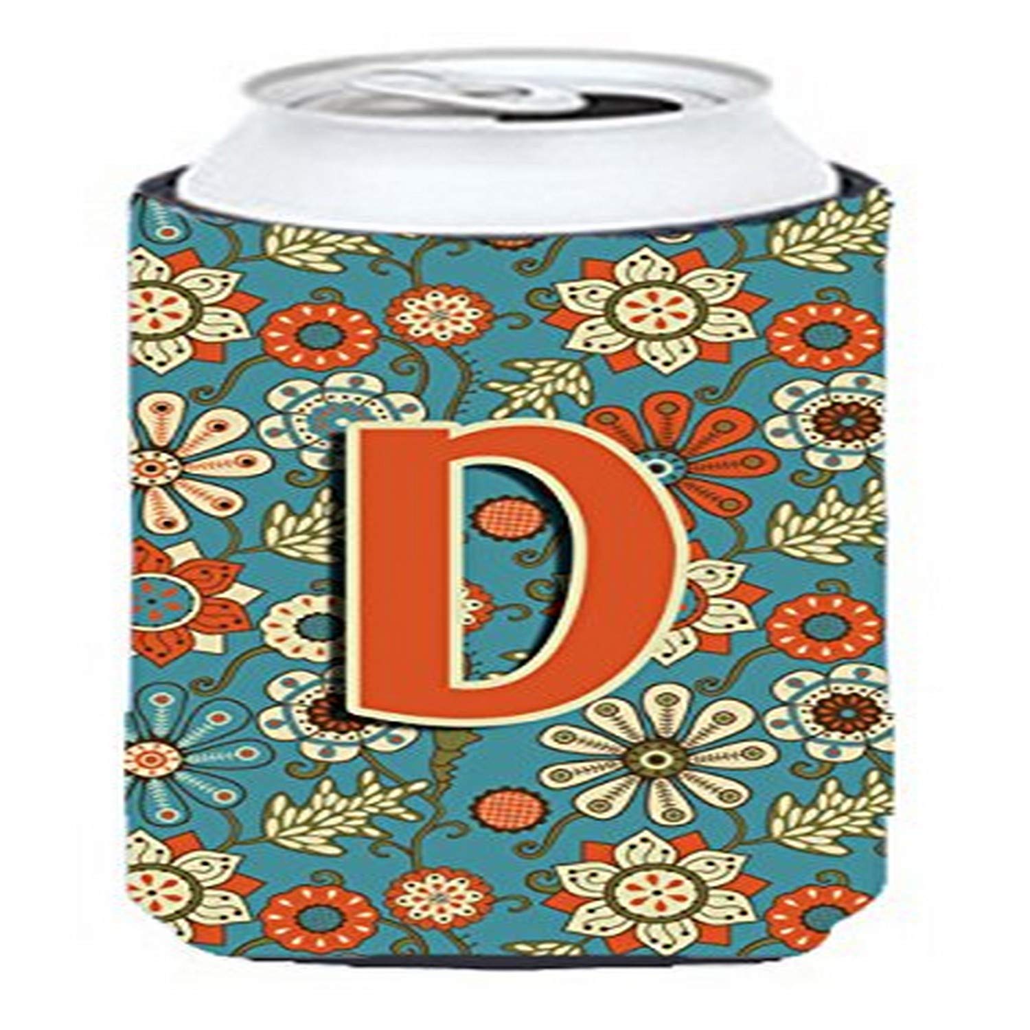 Letter D Flowers Retro Blue Tall Boy Beverage Insulator Hugger CJ2012-DTBC