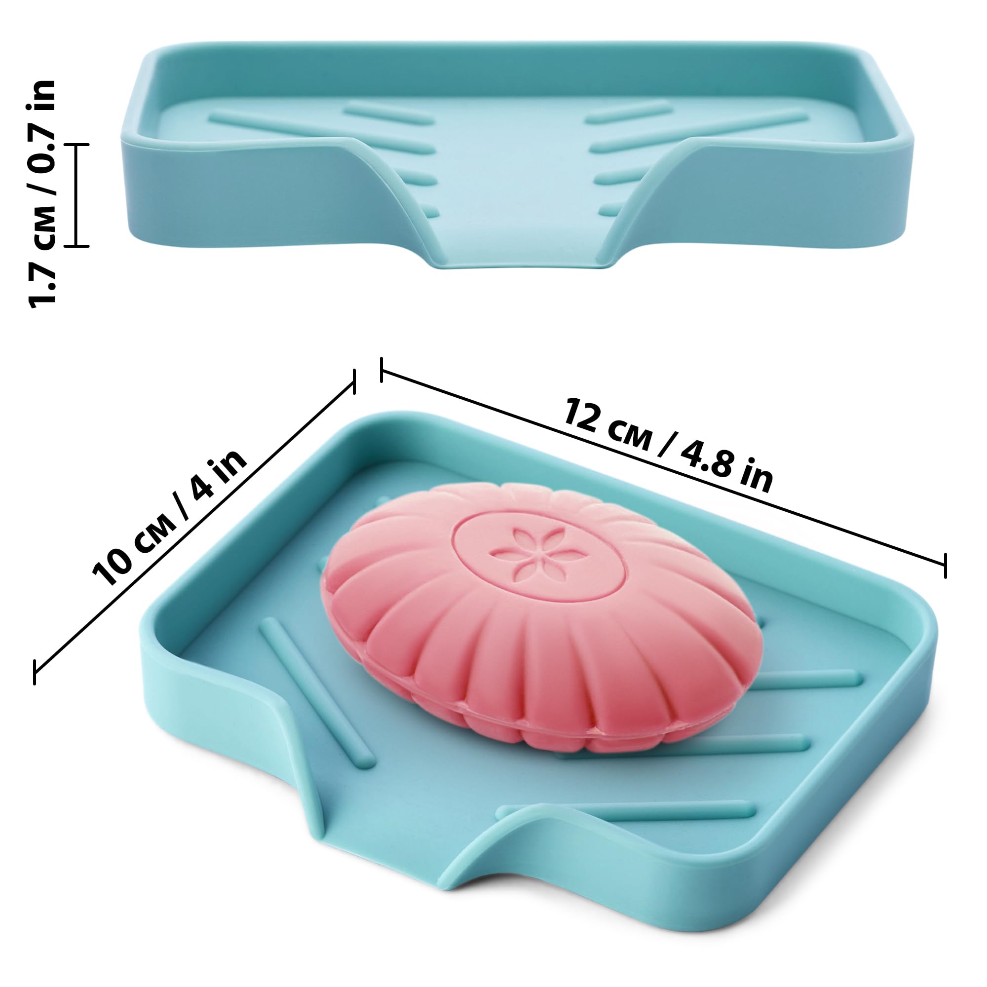 Light Green Silicone Soap Dish Tray, Self Draining Soap Holder For Bar Soap, Silicone Soap Tray With Drainage, Soap Dishes For B