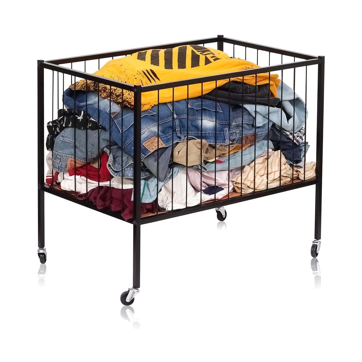 Ogfc 50602 Decorative Mobile Storage Bin With Wheels  Cloth Trolley Cart  Laundry Organizer For Clothes,Towel  Toys Storage T
