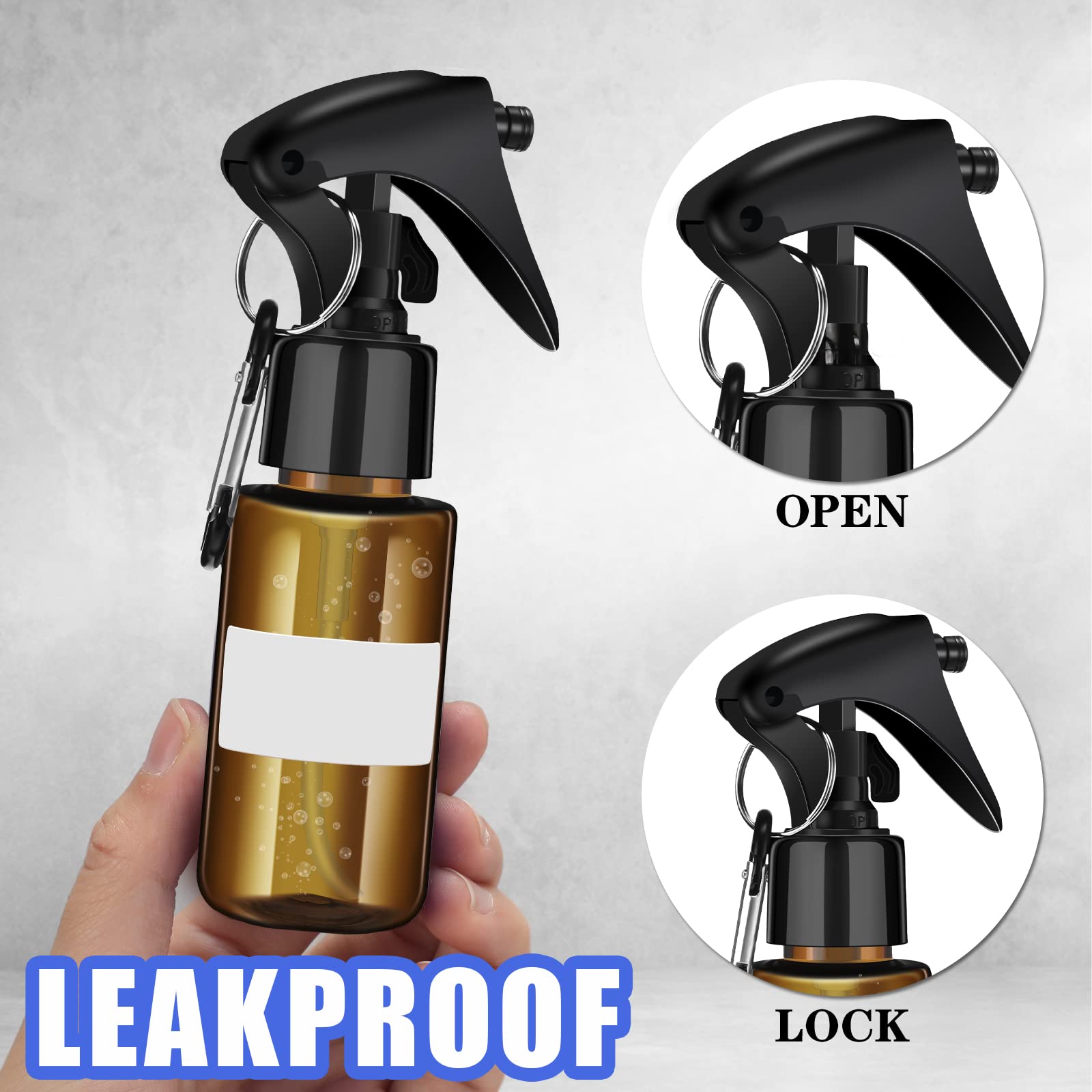 Roshtia 20 Pcs Small Spray Bottle With Keychain 2 Oz Plastic Mini Spray Bottles Refillable 60Ml Travel Size Spray Bottle With 1