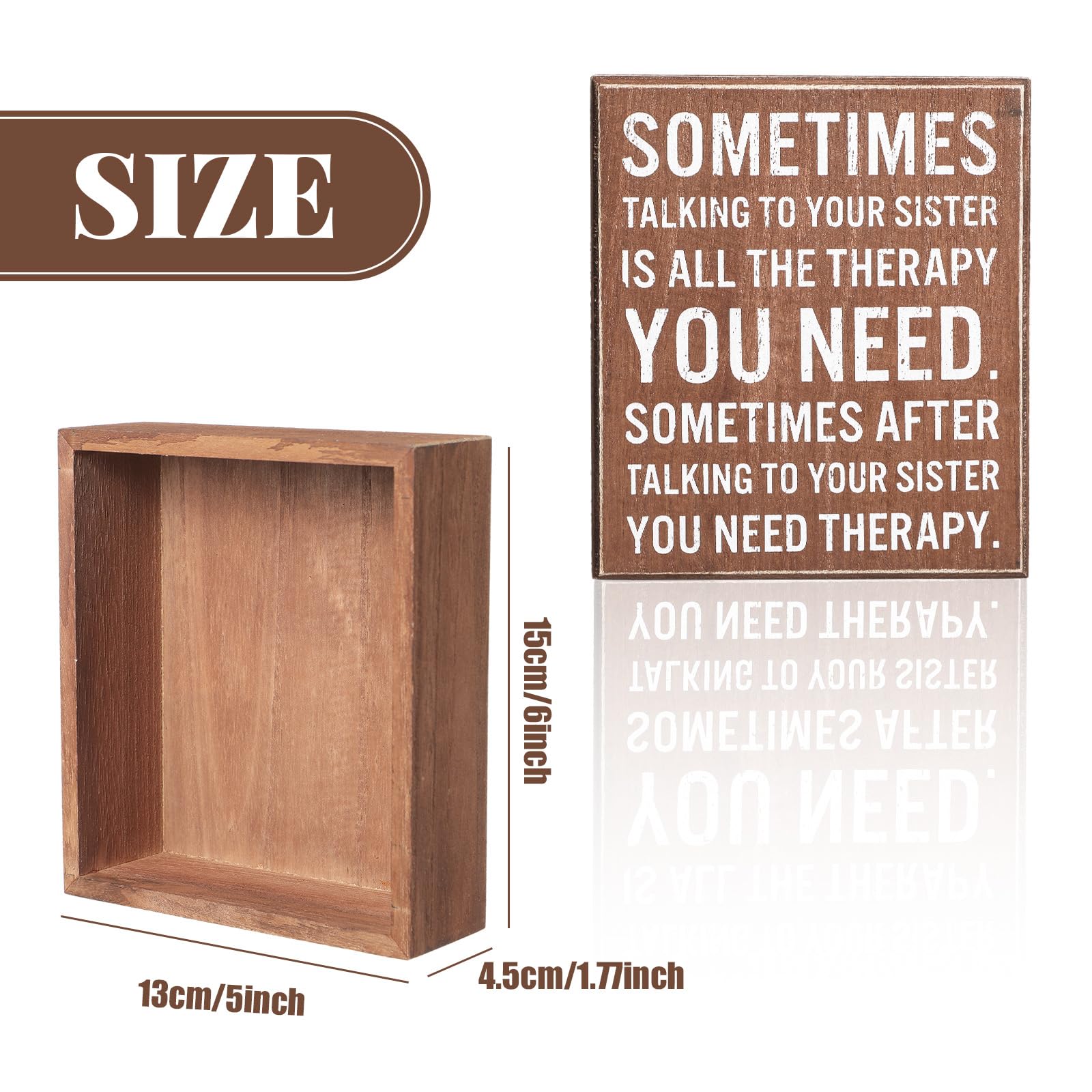 Jetec Funny Sister Gifts Sometimes Talking to Your Sister Is All the Therapy You Need Wood Sign 5.9 x 5.1 Inch Funny Plaques wit