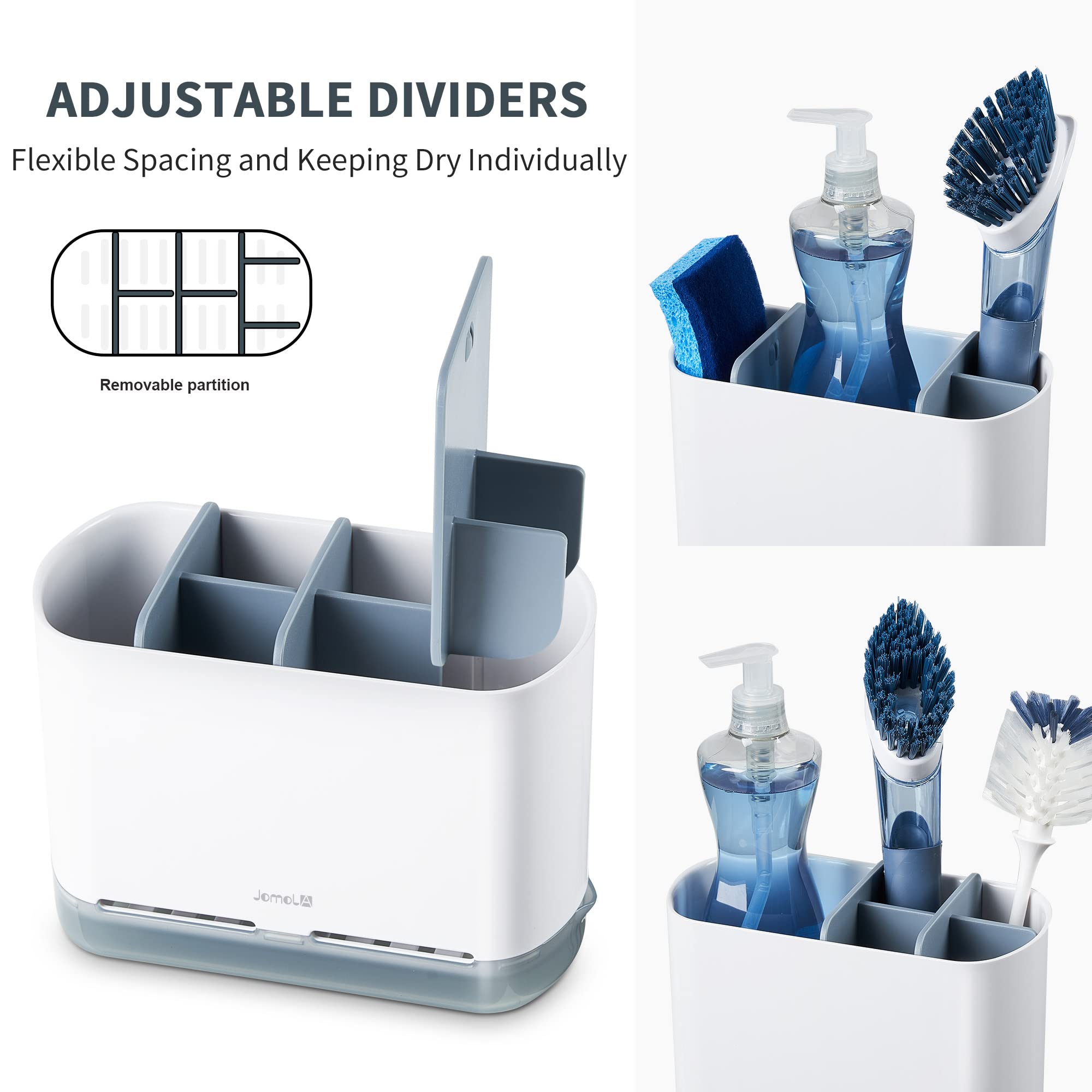 Jomola Dish Brush Caddy For Kitchen Sink Toothbrush Holders For Bathrooms Sink Sponge Holder Kitchen Counter Scrub Soap Brush Or