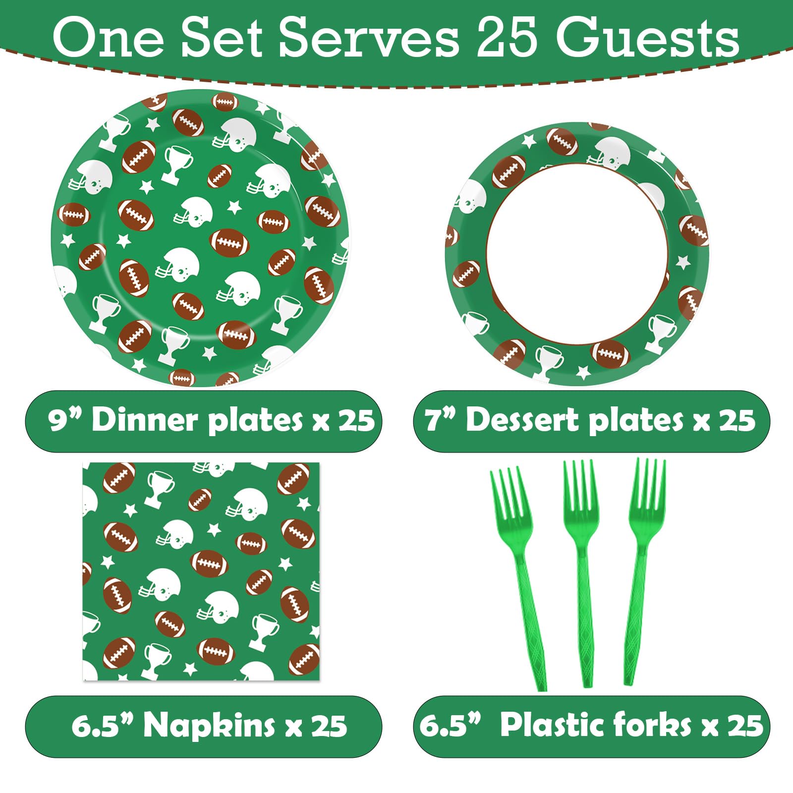 100 Pcs Football Party Plates And Napkins Set Football Birthday Party Decorations Sports Party Supplies Football Tableware Footb