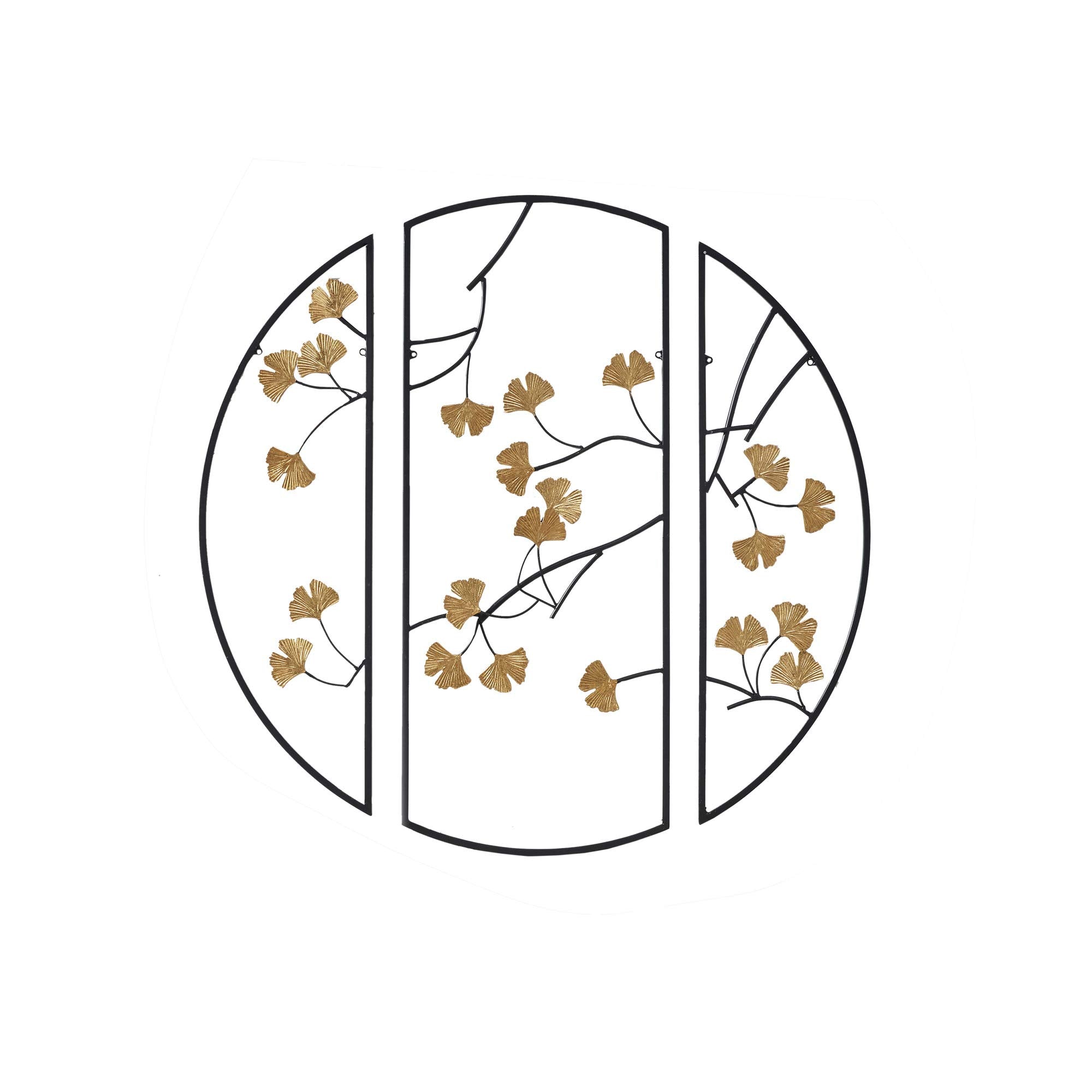 Madison Park Golden Gingko Leaves Wall Art Living Room D  cor-Metal Botanical Decoration Modern Home Accent for Bathroom, Ready 