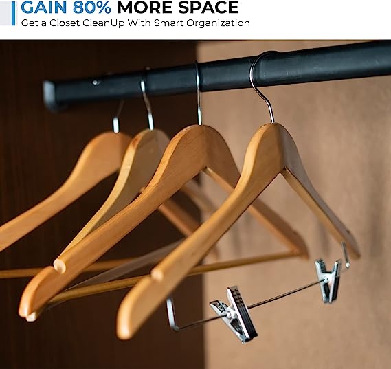 Wood-Look Standard Shaped Hangers with Clips