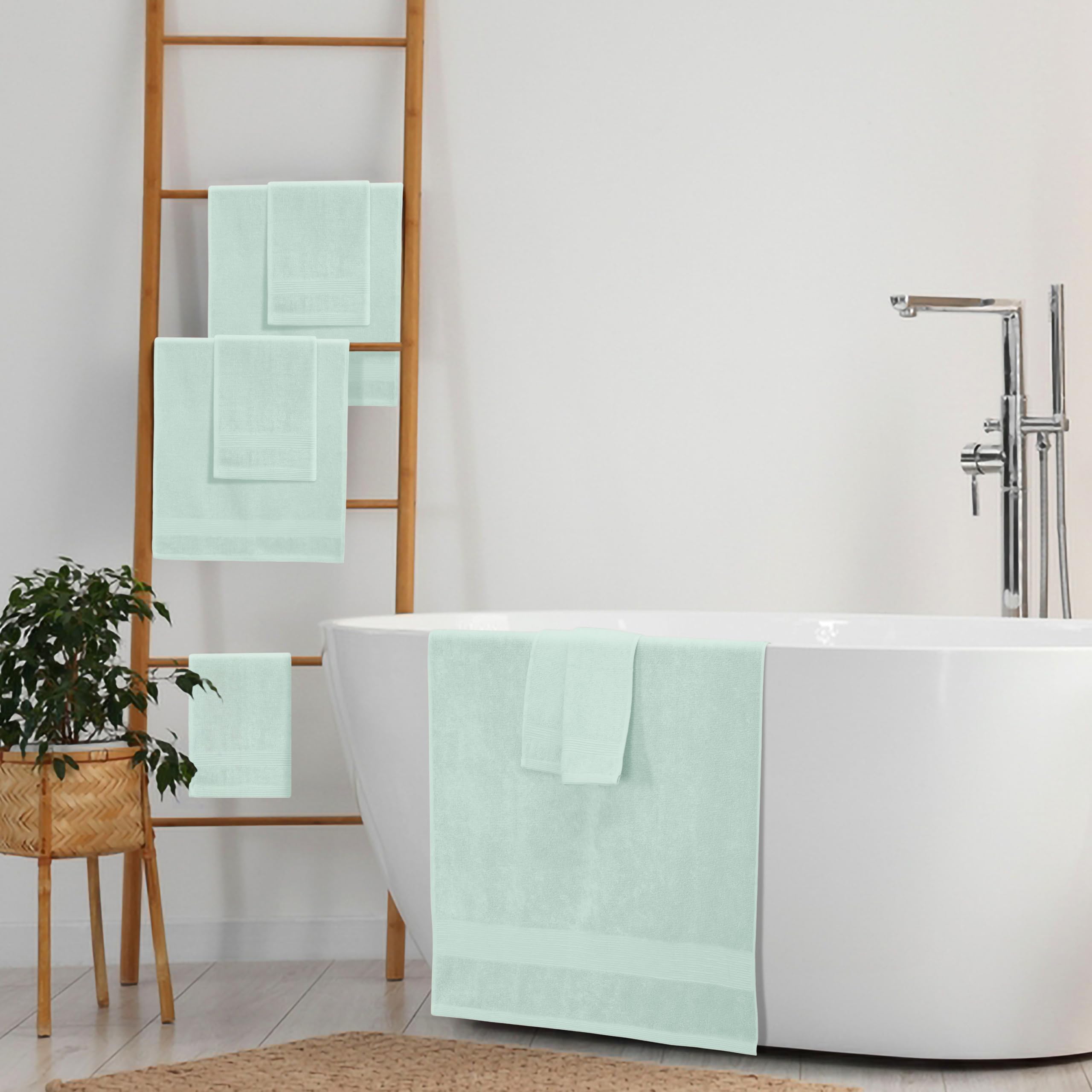 Elvana Home 8 Piece Towel Set 100% Ring Spun Cotton, 2 Bath Towels 27X54, 2 Hand Towels 16X28 And 4 Washcloths 13X13 - Ultra Sof