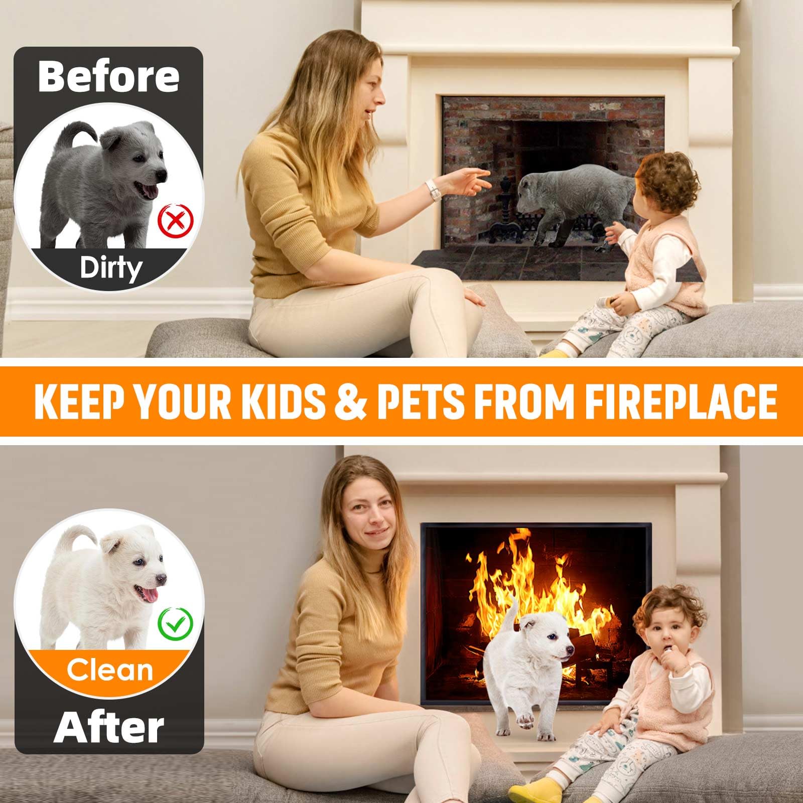 Cadara Magnetic Fireplace Draft Cover, Fireplace Blocker Blanket Stops Heat Loss, Adjustable Fireplace Draft Stopper With 12 Mag