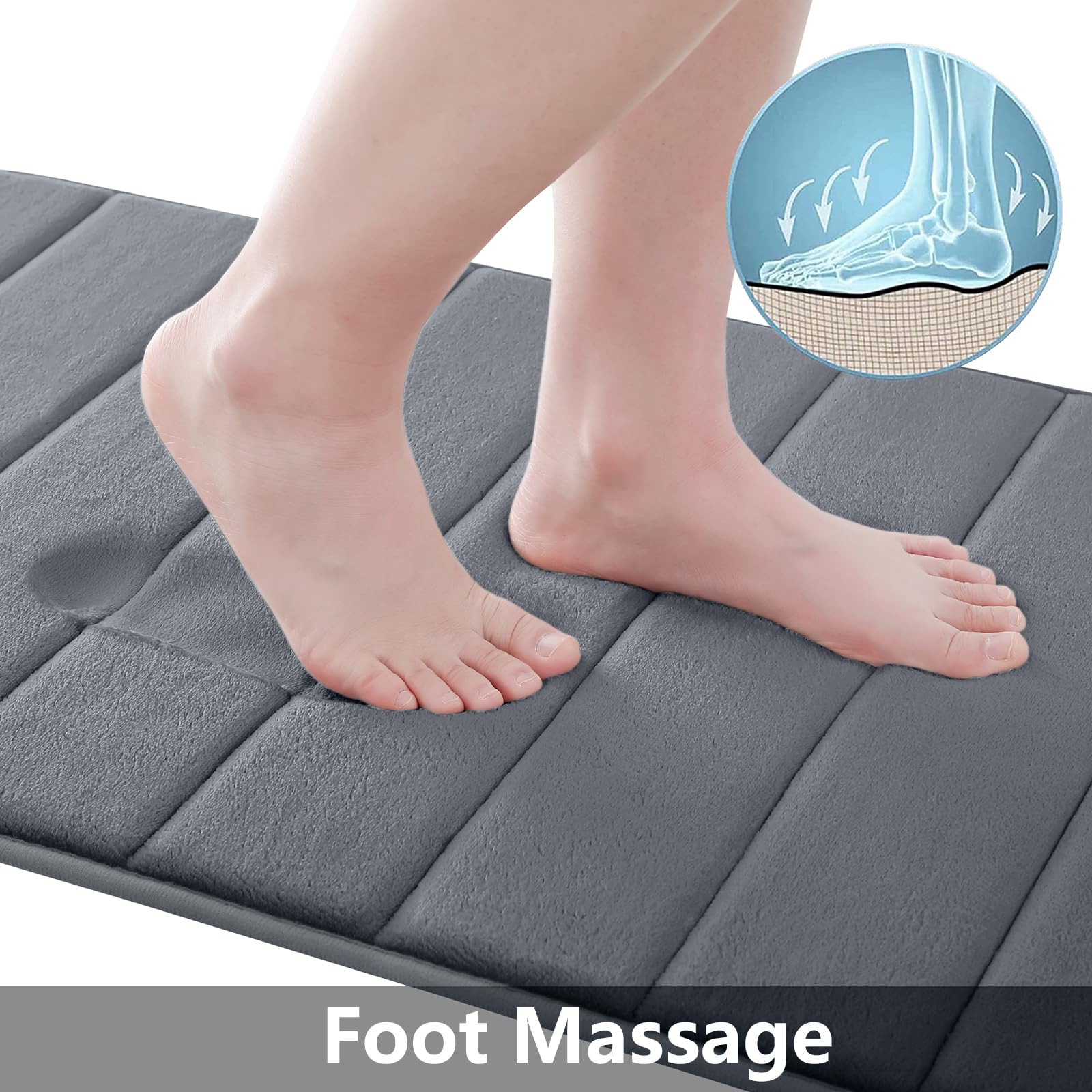 Buganda Memory Foam Bath Mat, 24 x 16, Ultra Soft and Non-Slip Bathroom Rugs, Water Absorbent and Machine Washable Bath Rug for