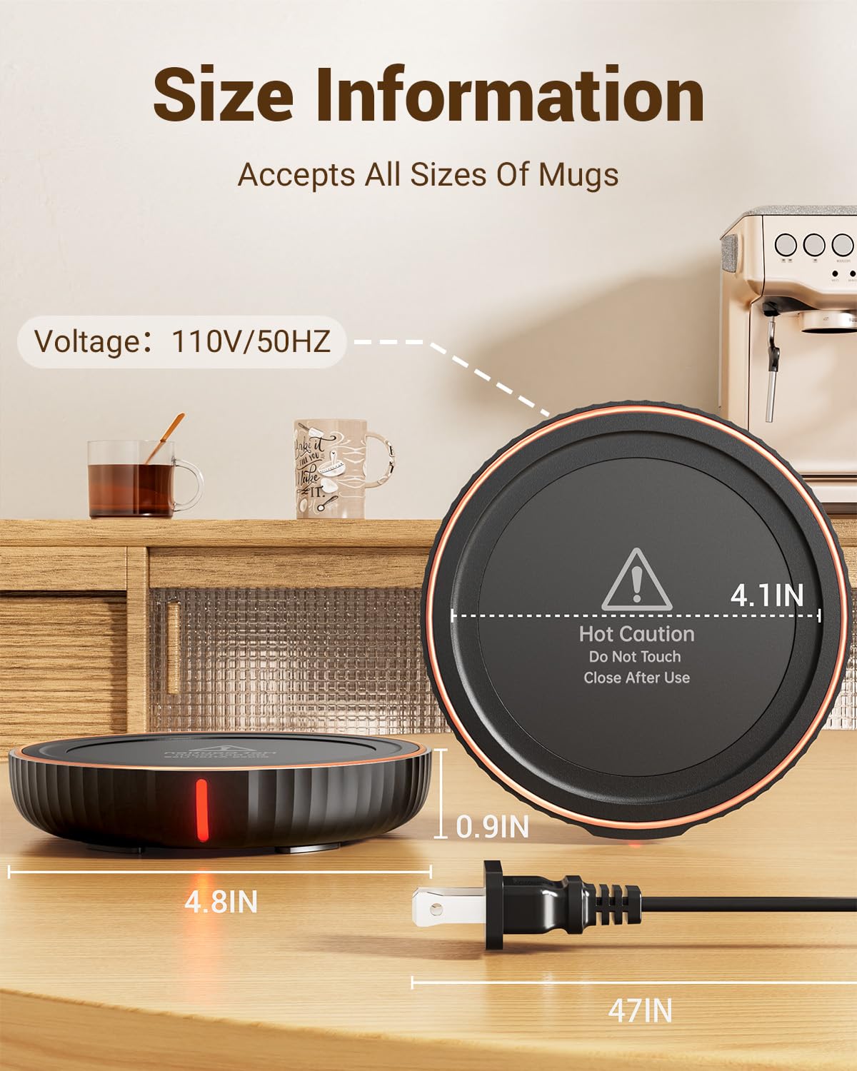 House Gem Large Candle Warmer Plate, Black, ABS Material, Ideal for Coffee & Beverages, Model N23